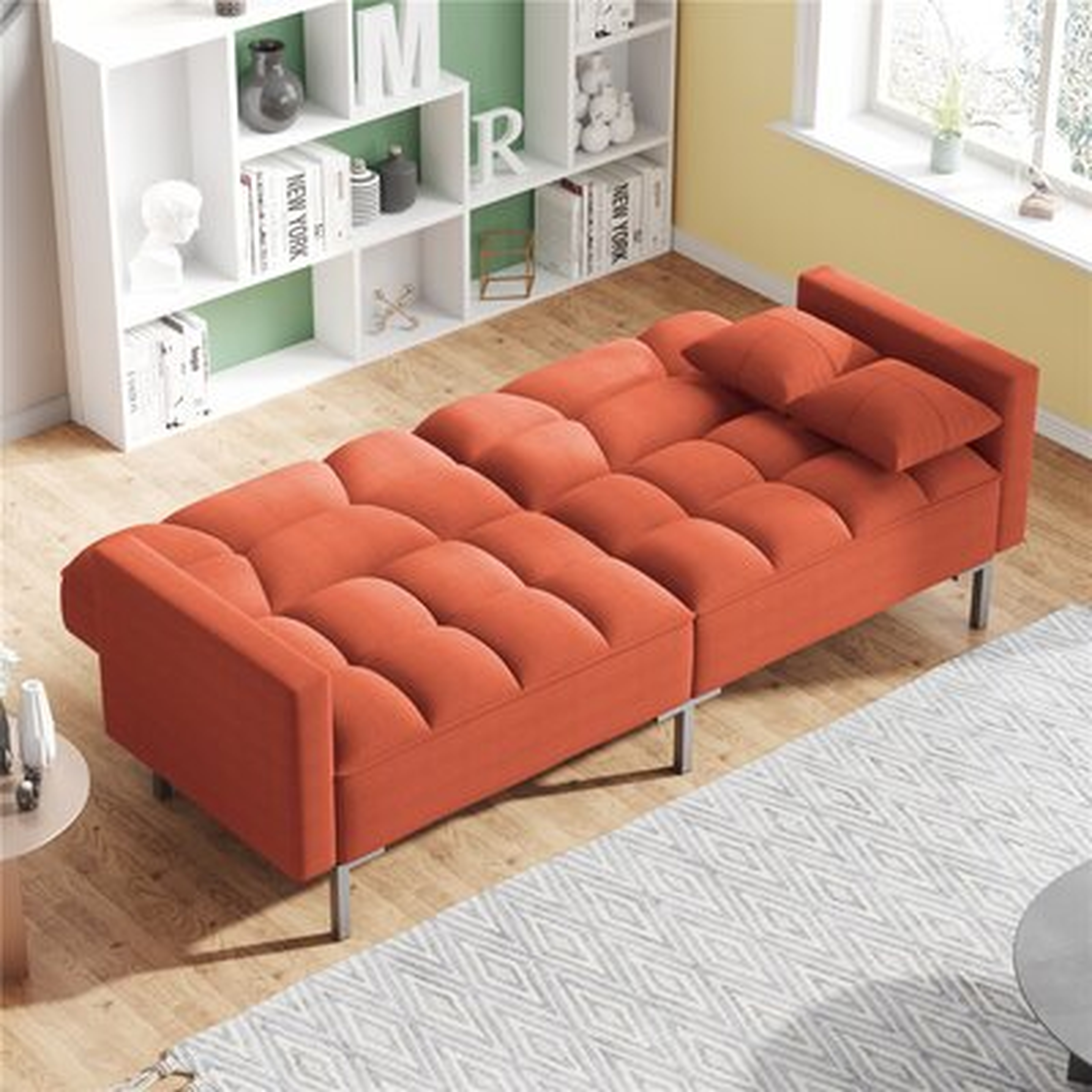 74.75" Linen Square Arm Sofa Bed - Wayfair