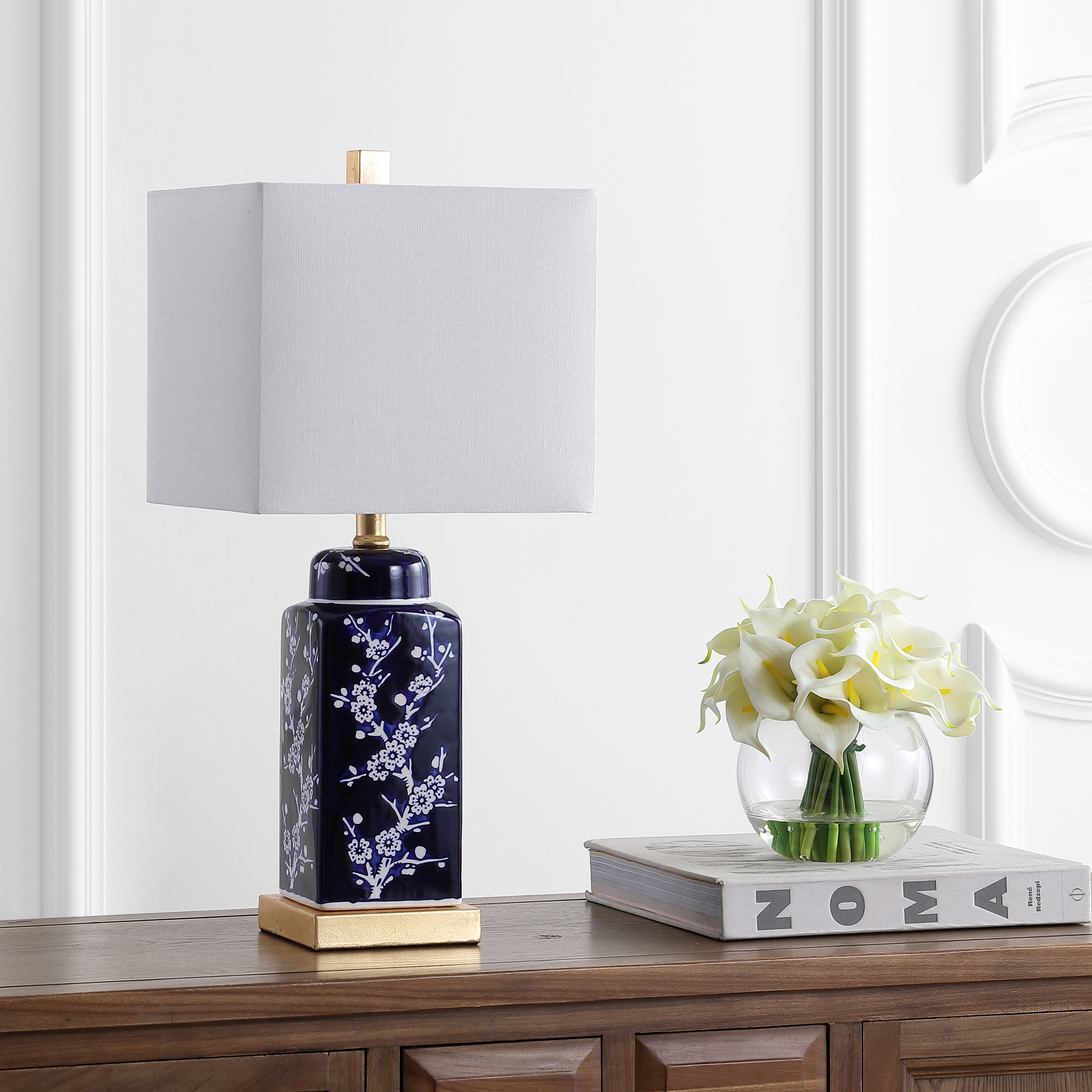 Pilar Table Lamp - Navy/White - Safavieh - Safavieh