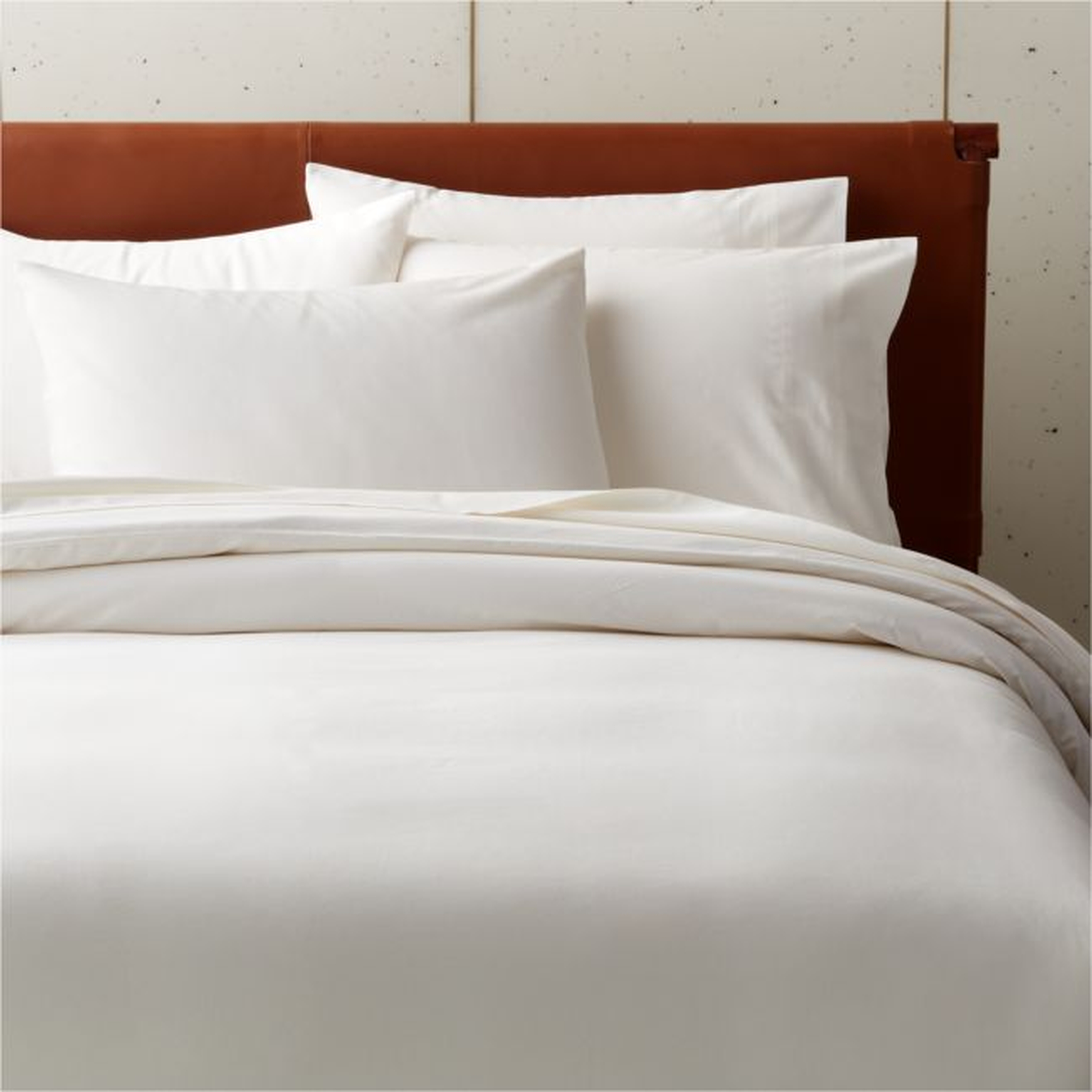 Cotton Sateen 520 Thread Count Ivory King Duvet Cover - CB2