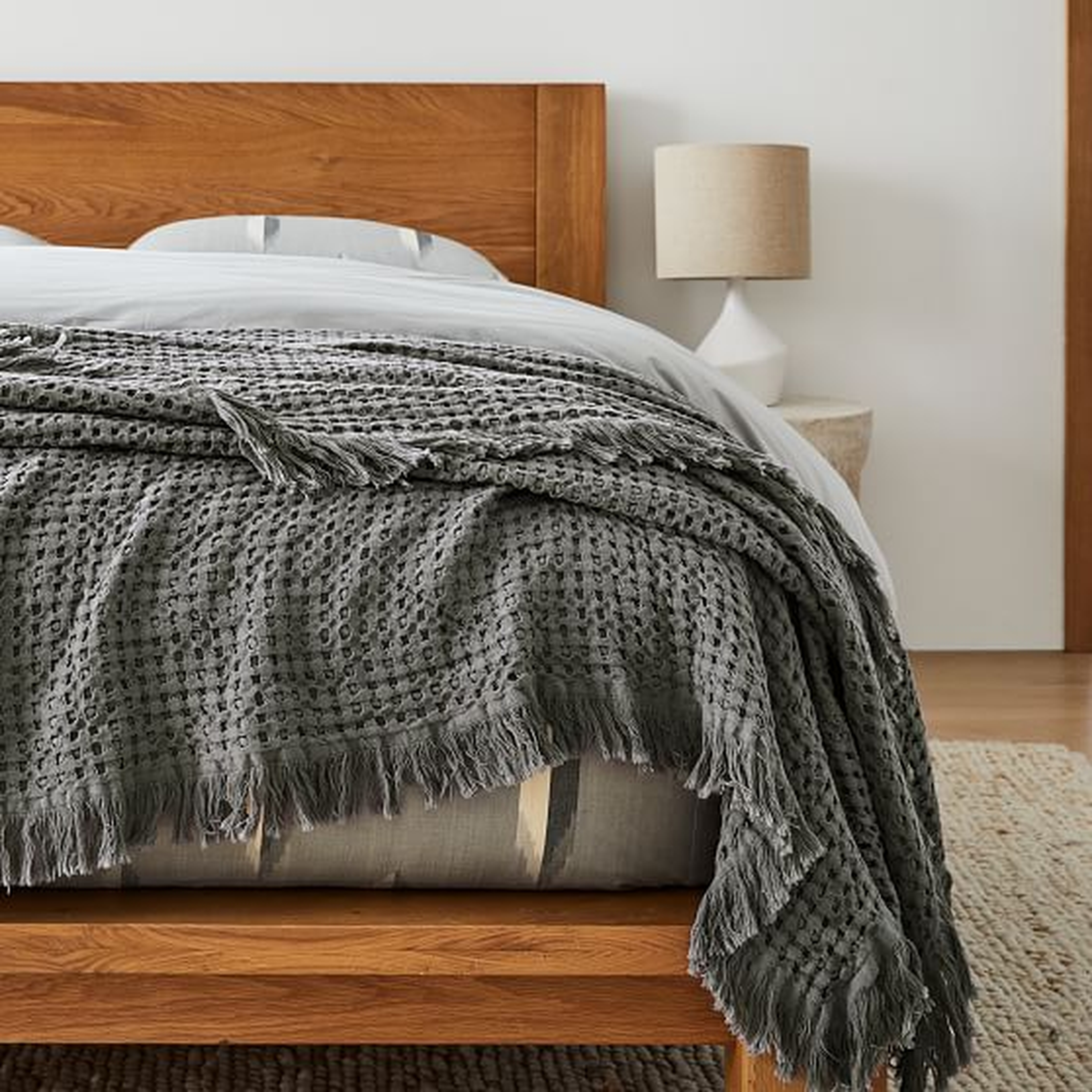 Waffle Bed Blanket, Full/Queen, Silver - West Elm