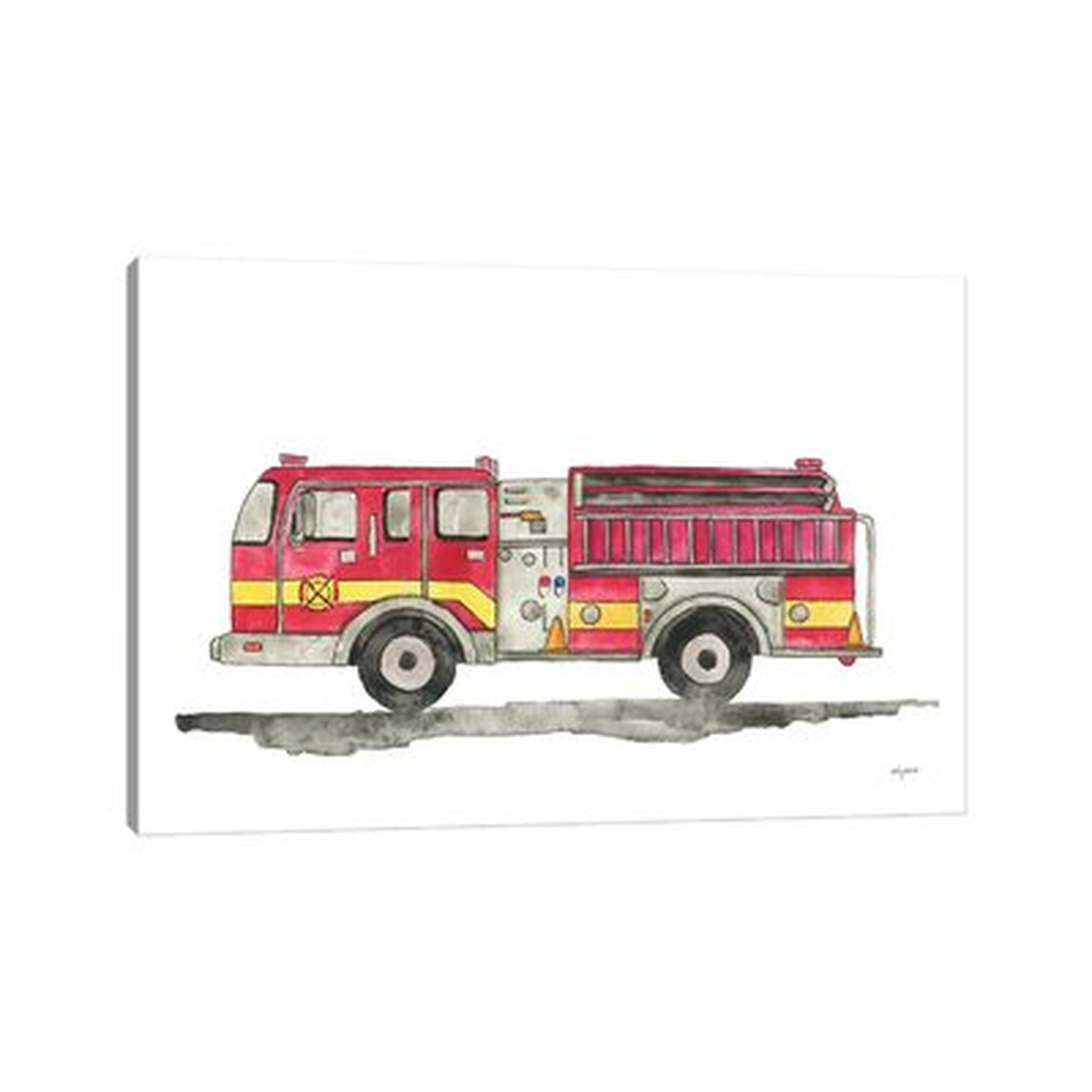 Fire Truck by Kelsey Mcnatt - Wrapped Canvas Print - Wayfair