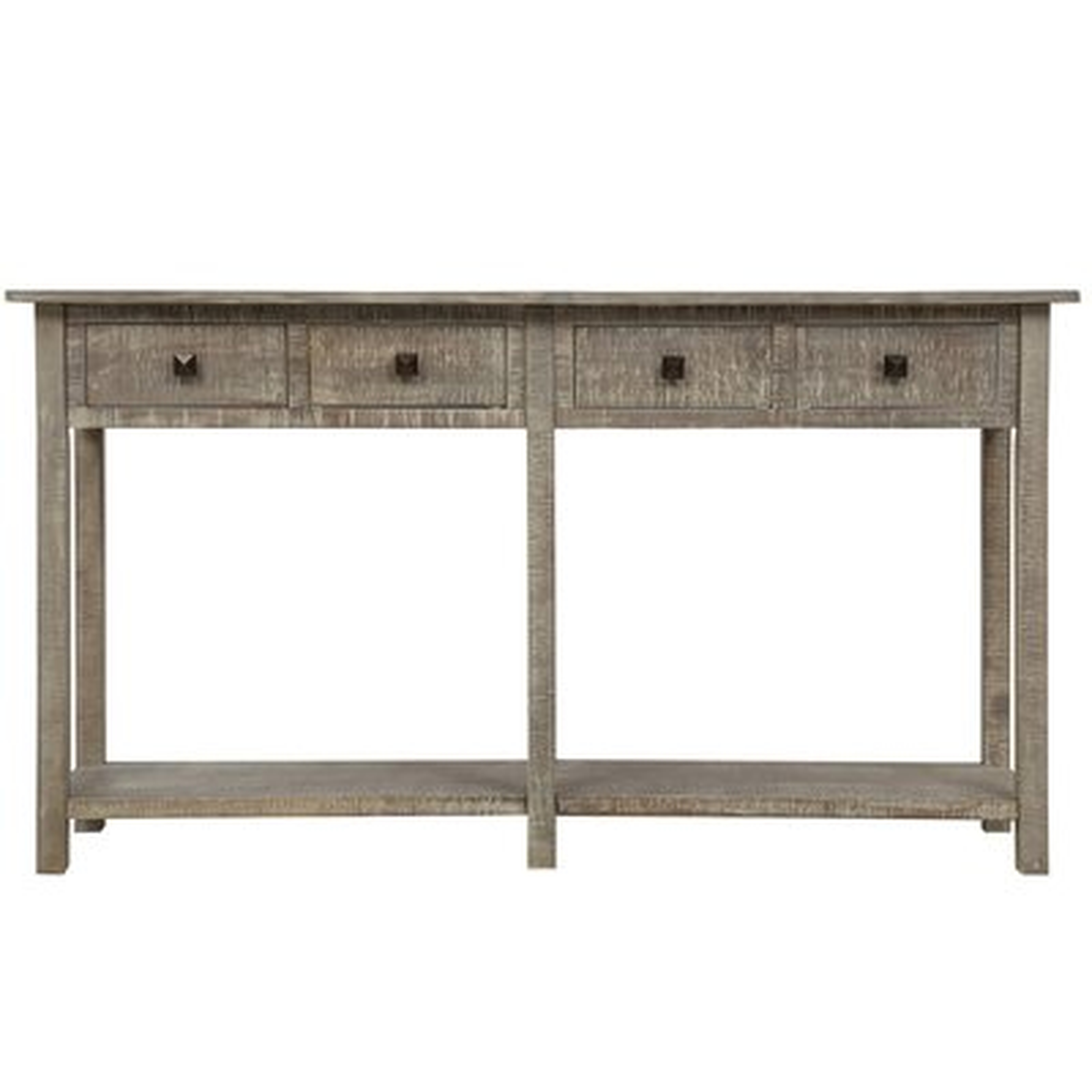 Rustic Brushed Texture Entryway Table Console Table With Drawers And Bottom Shelf (Grey Wash) - Wayfair