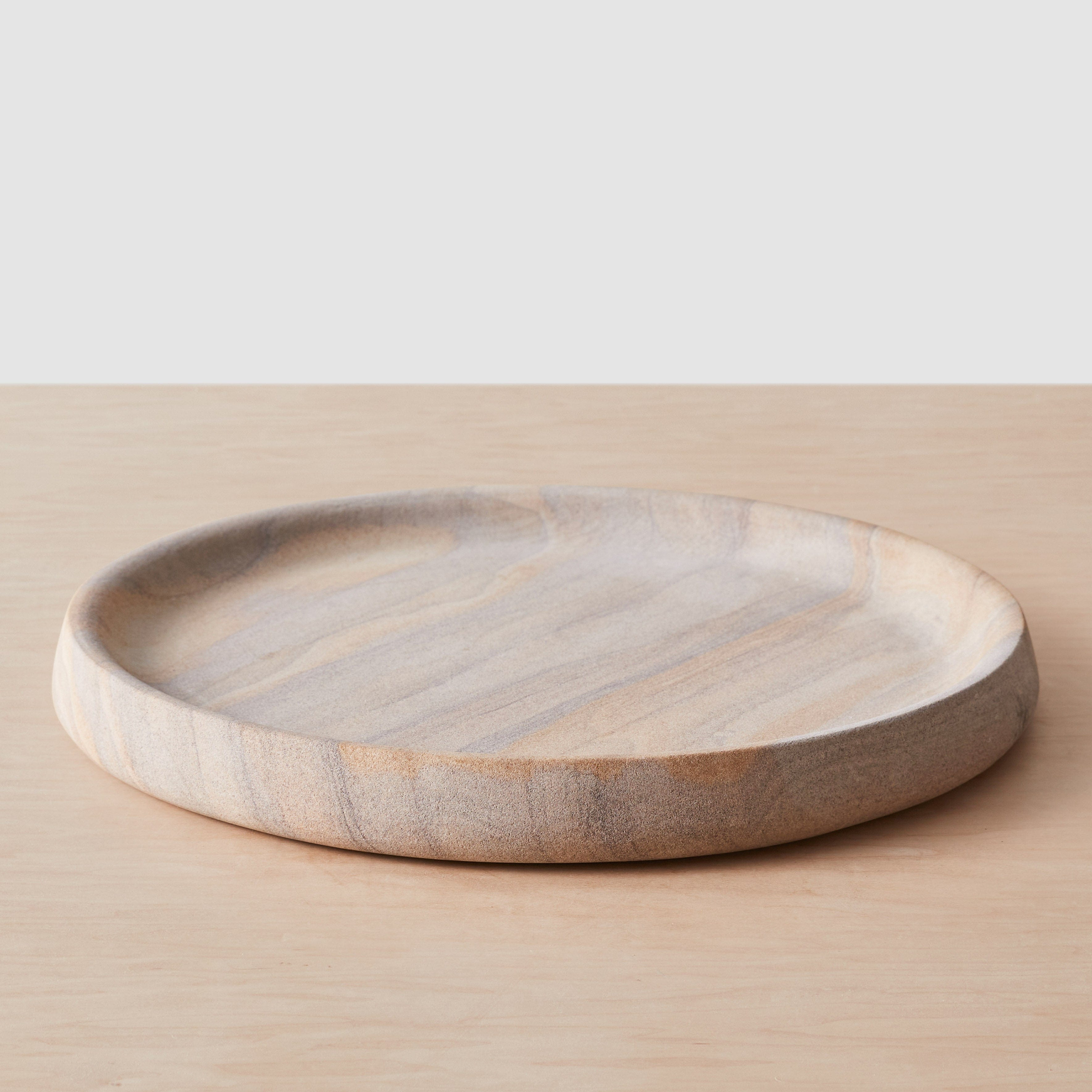 The Citizenry Eshana Sandstone Tray | Round | Tan - The Citizenry
