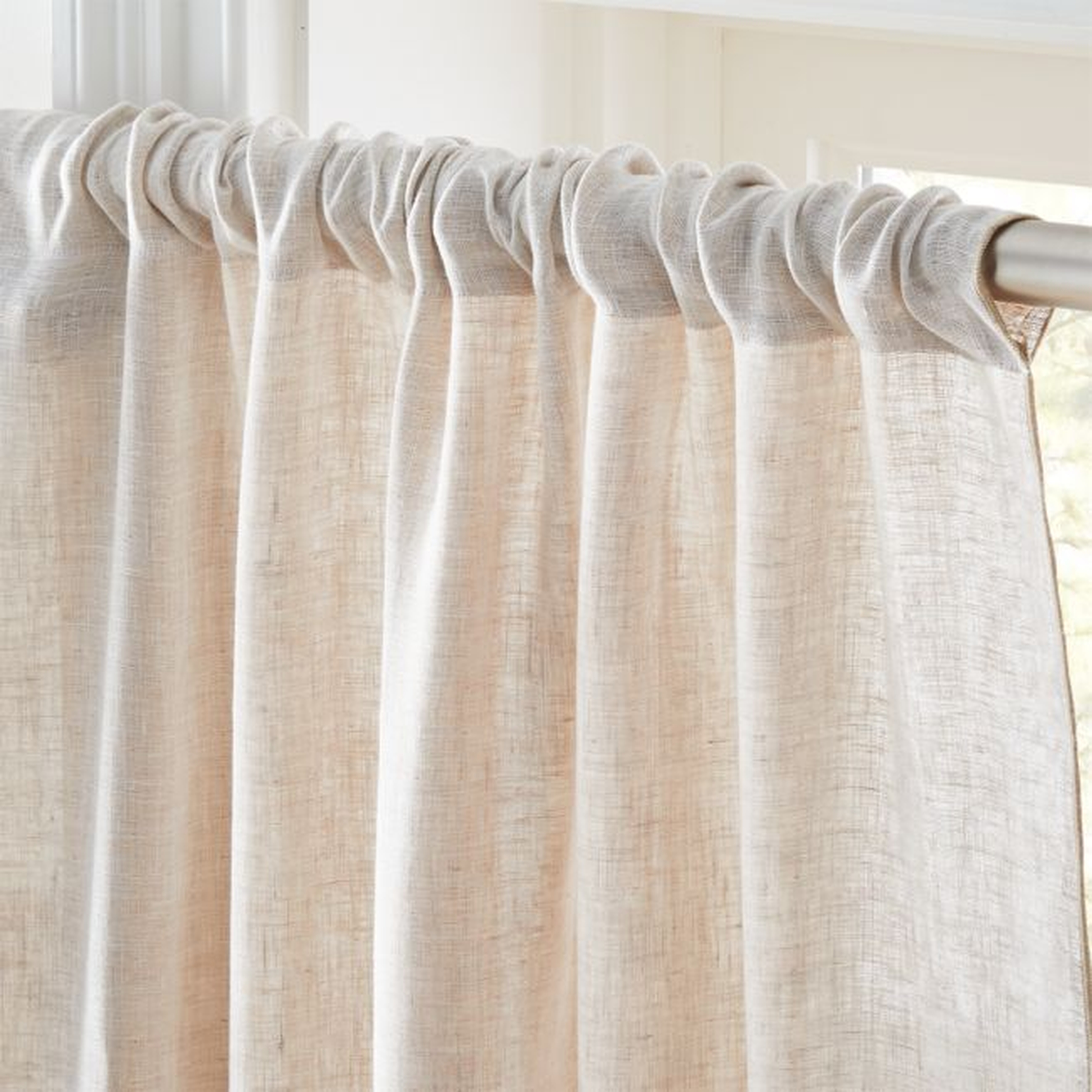 DOS WHITE AND NATURAL TWO-TONE CURTAIN PANEL 48"X84" - CB2