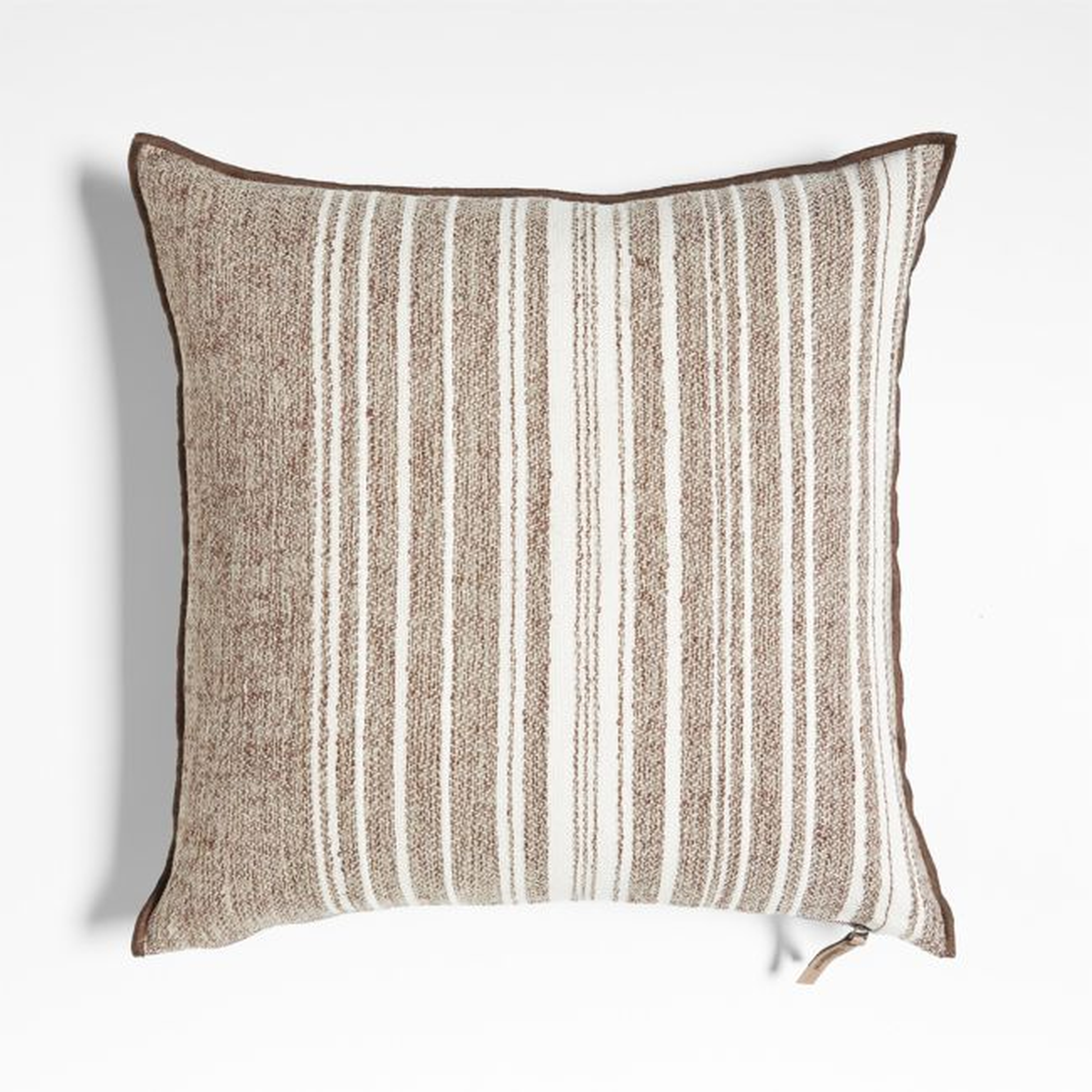 Bande Dark Beige Textured Stripe 20x20 Throw Pillow Cover - Crate and Barrel