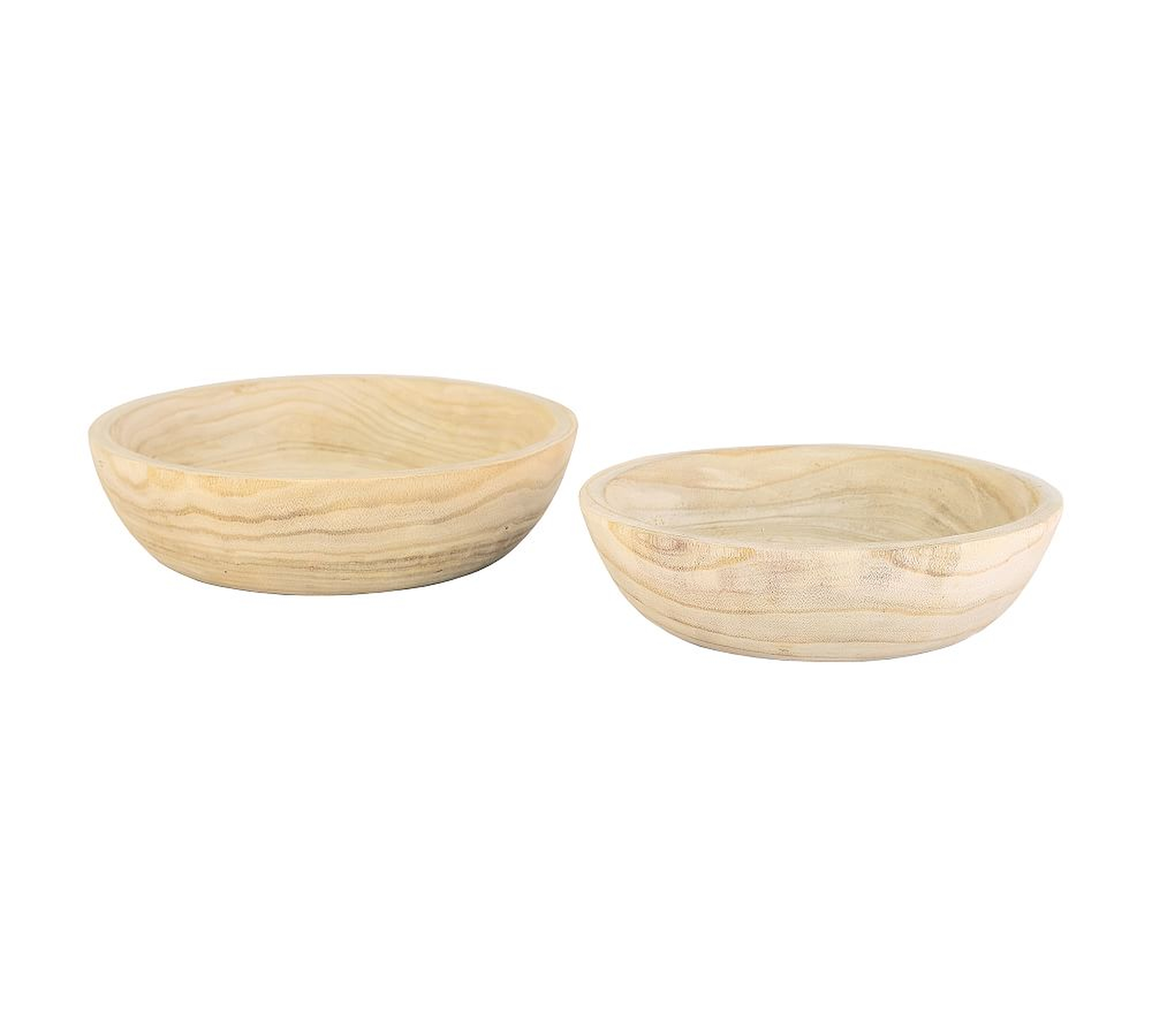 Paulownia Wood Carved, Bowls, Set of 2 - Pottery Barn
