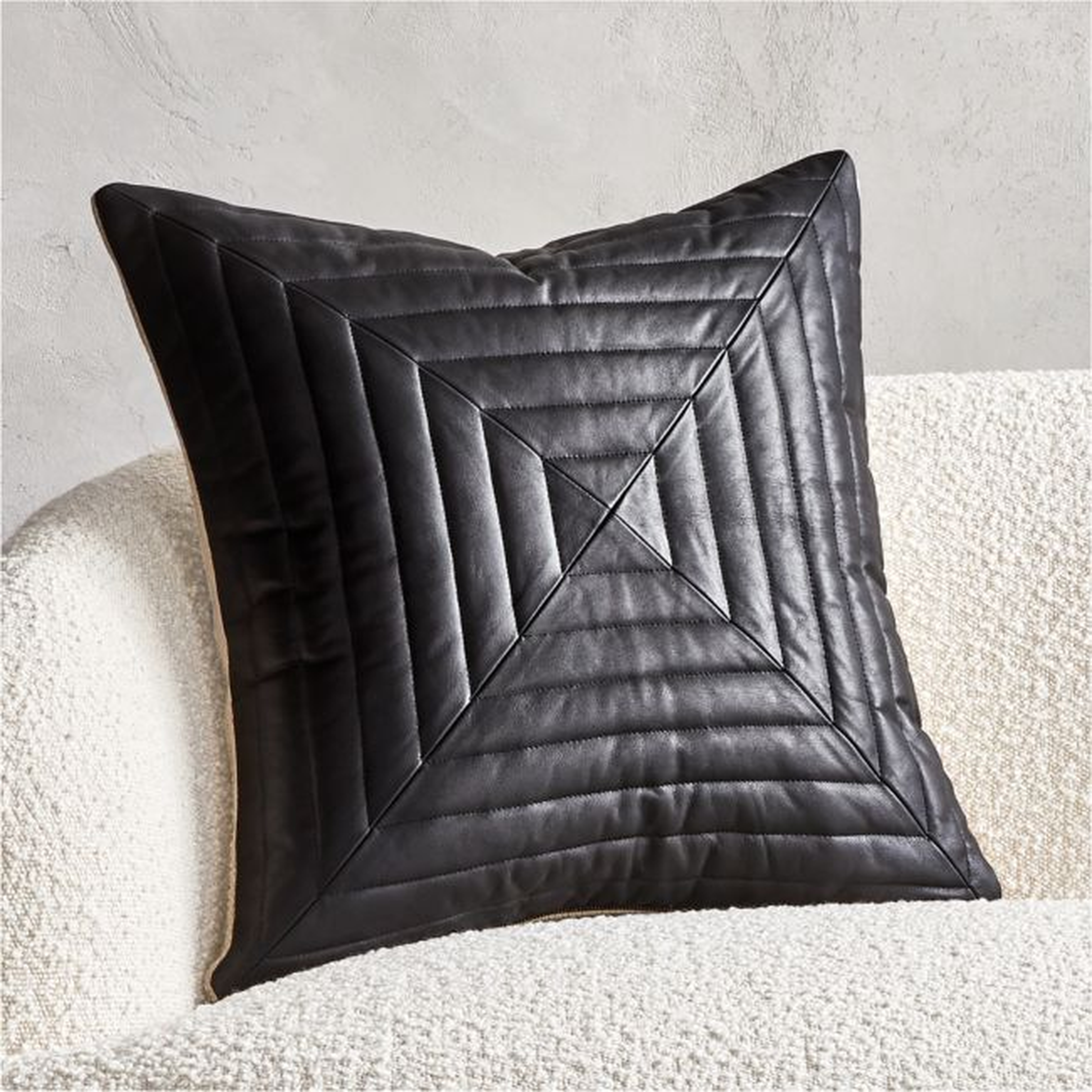 20" Odette Black Leather Pillow with Down-Alternative Insert - CB2