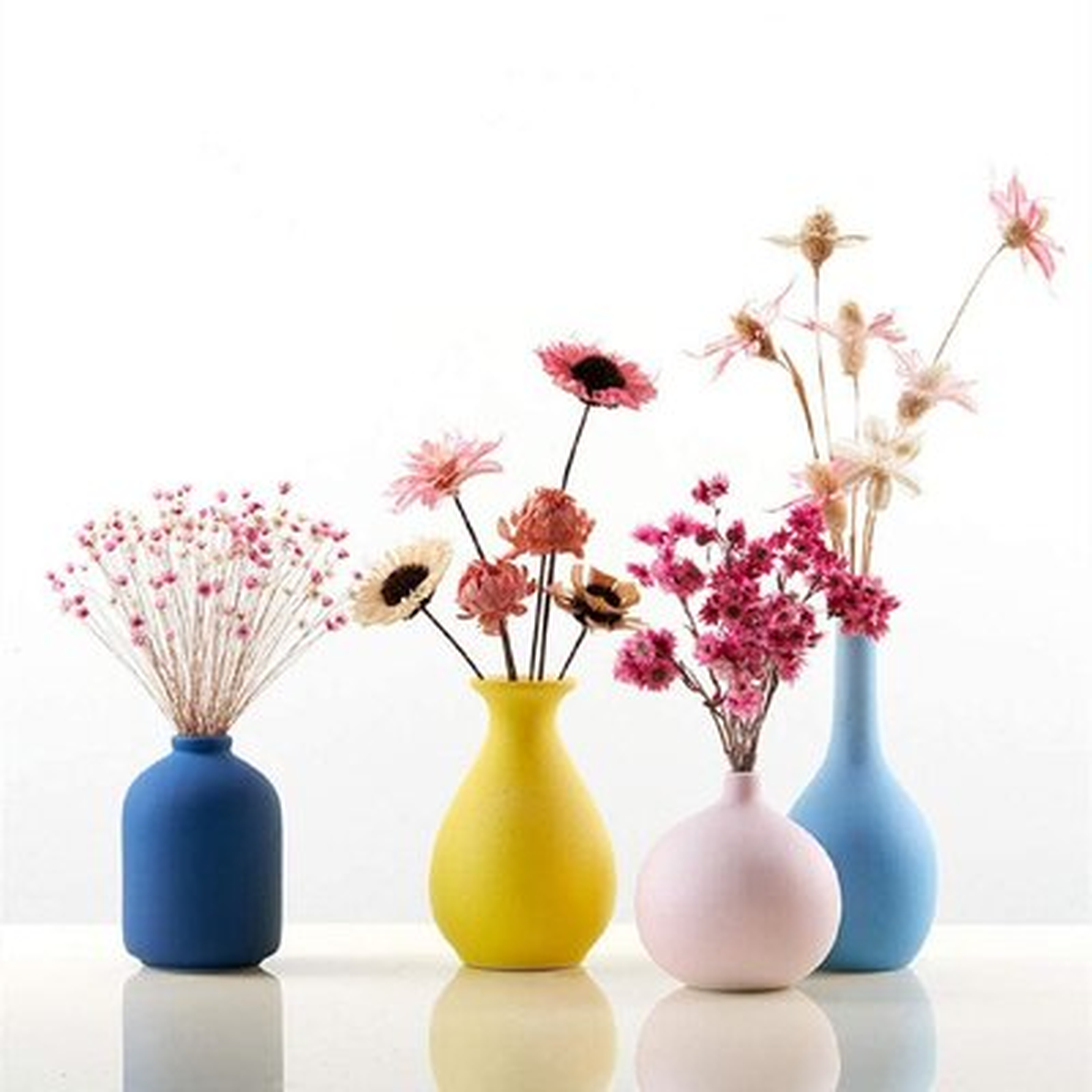 Small Ceramic Flower Vases Set Of 4, Bud Vase, Decorative Modern Floral Vase Suitable For Bed Room, Office ,Living Room Decor - Wayfair