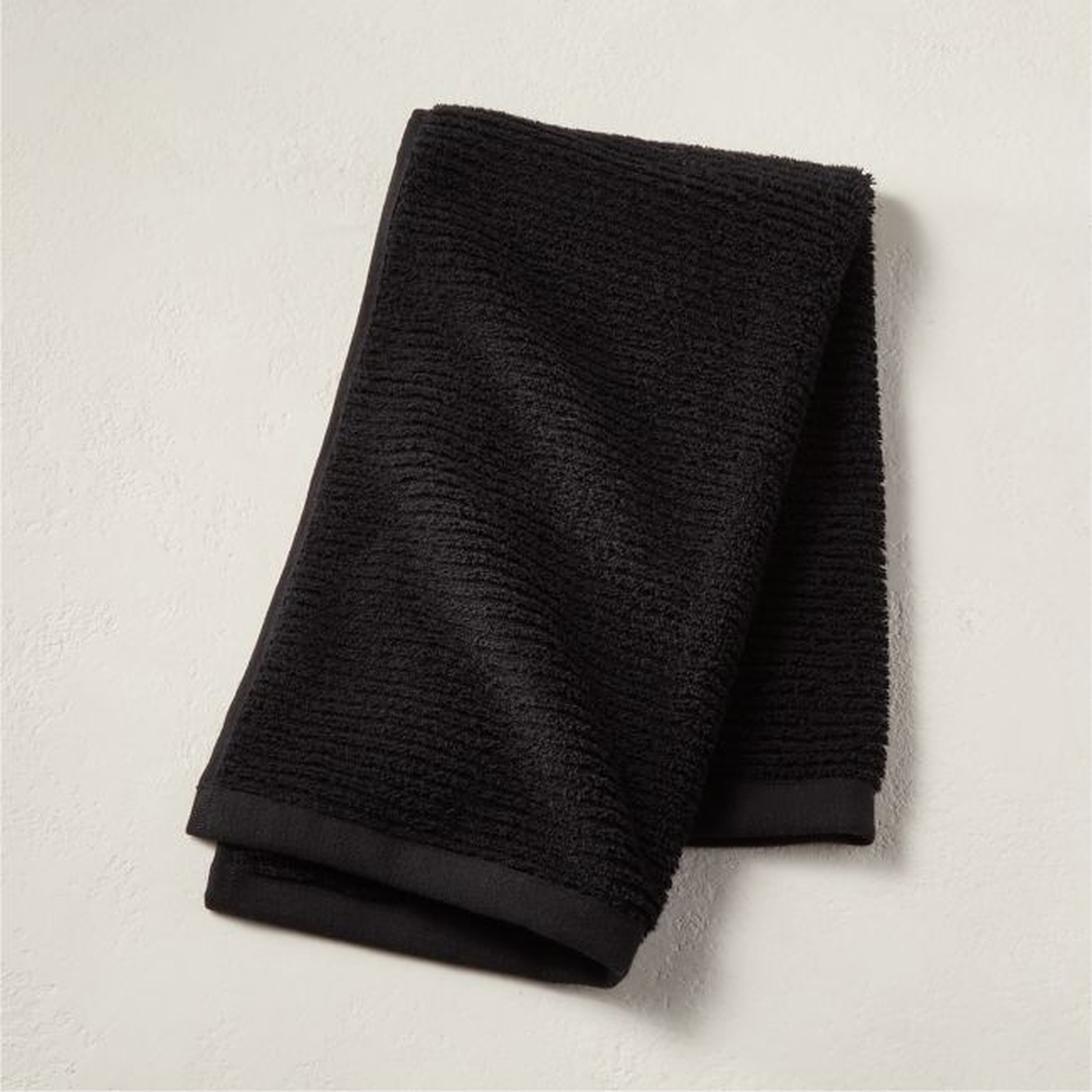 Brooks Ribbed Organic Cotton Black Hand Towel - CB2