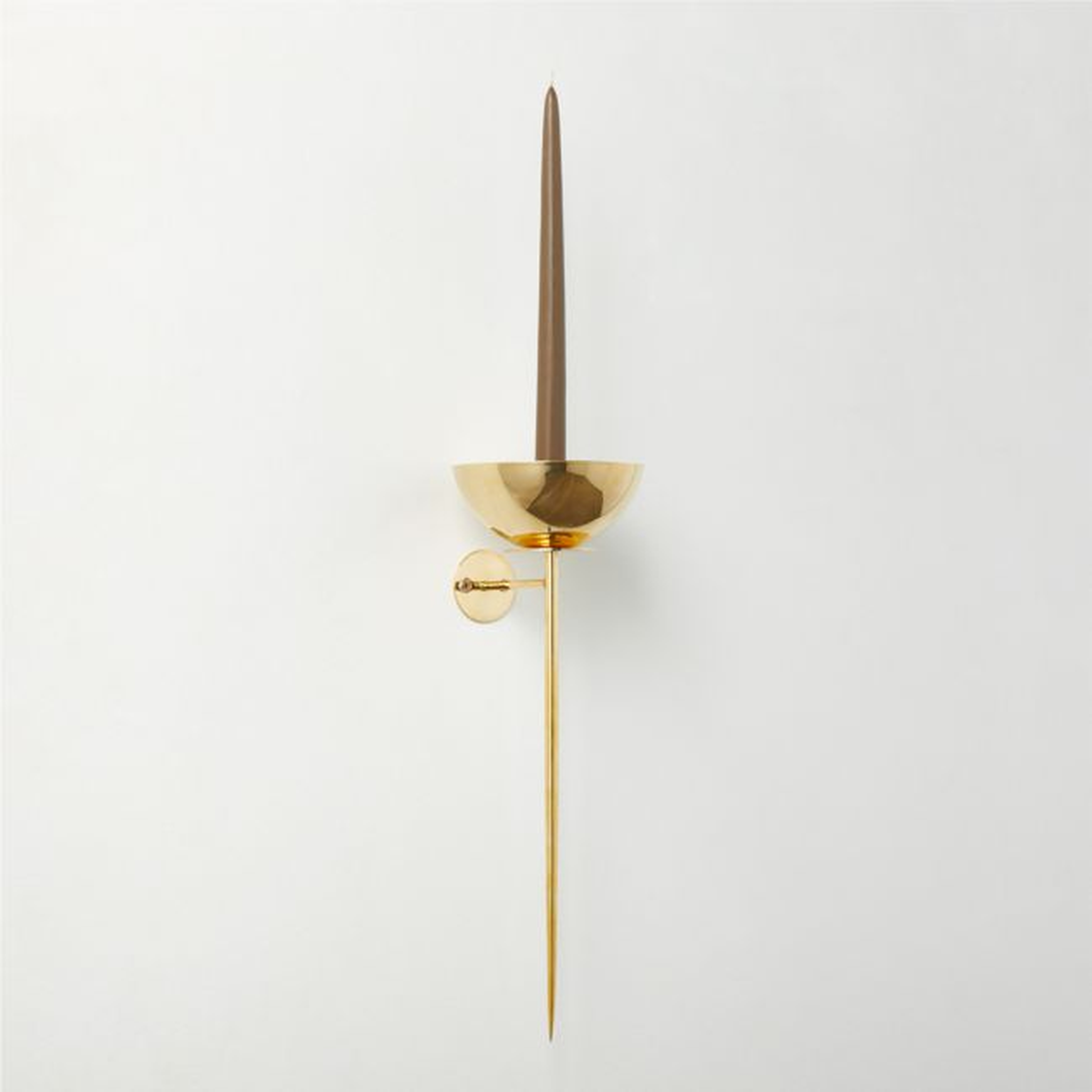 Vela Unlaquered Brass Wall Sconce Taper Candle Holder - CB2