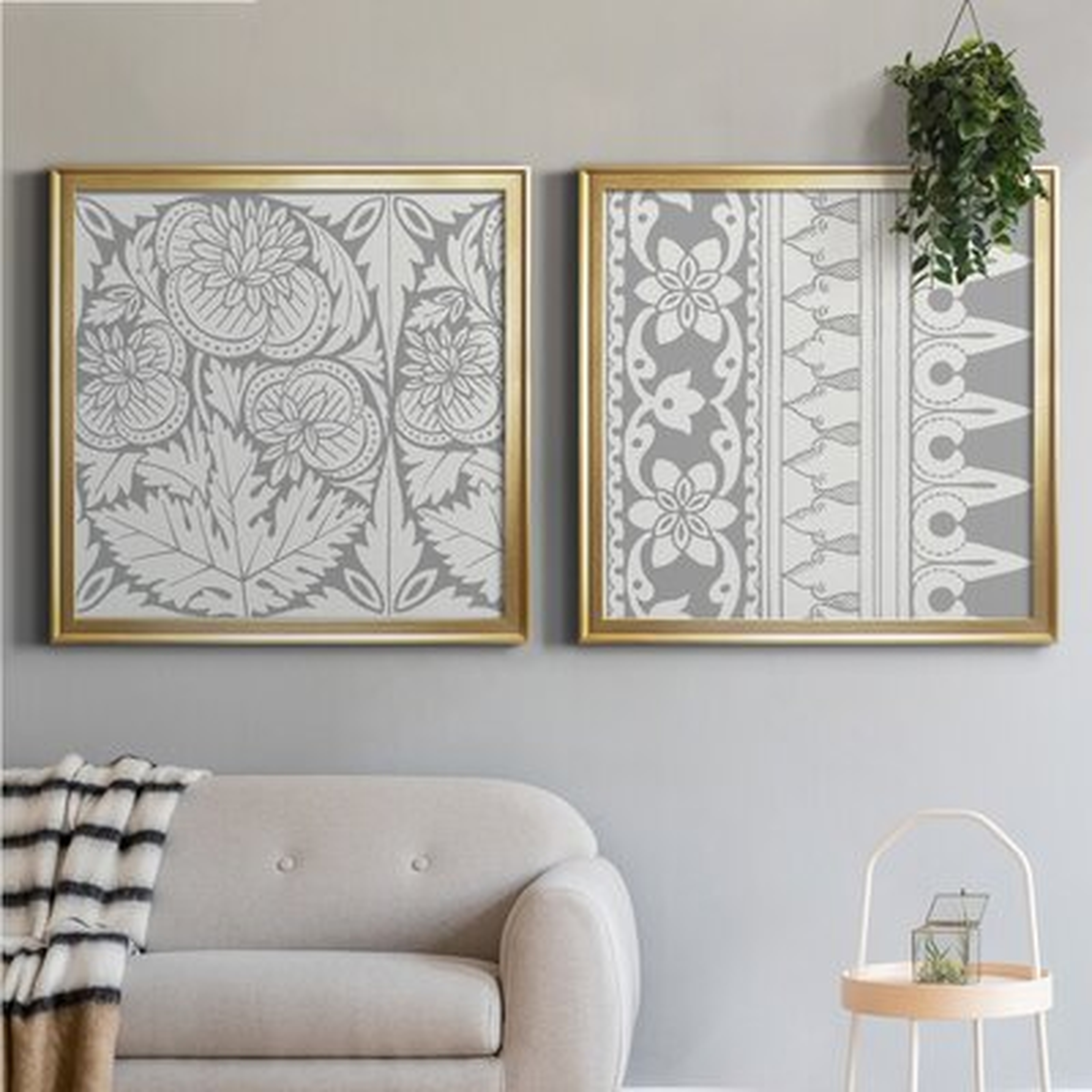 Ornamental Detail V-Framed Gallery Wrapped Canvas - Ready To Hang - Wayfair