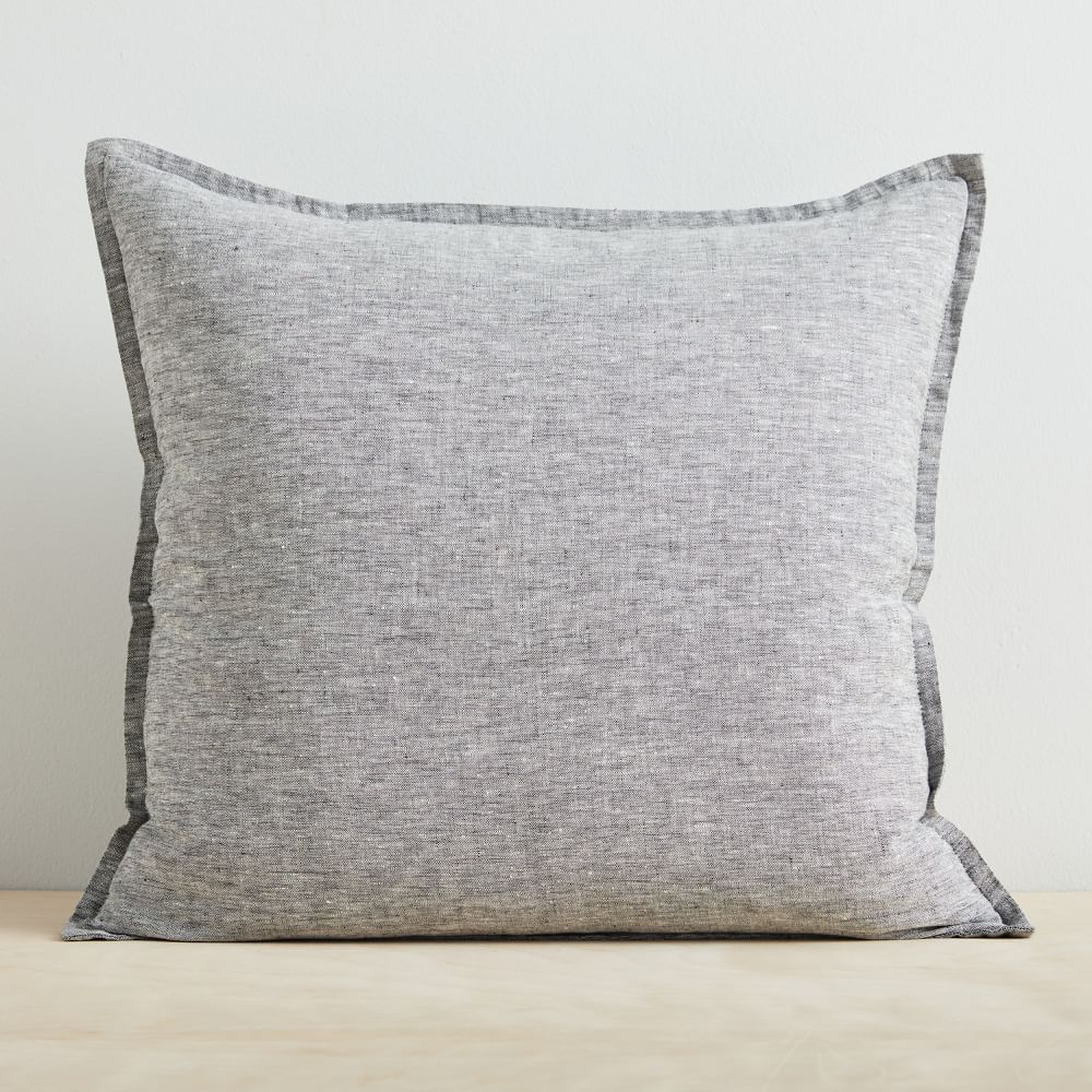European Flax Linen Pillow Cover, 20"x20", Slate Melange - West Elm