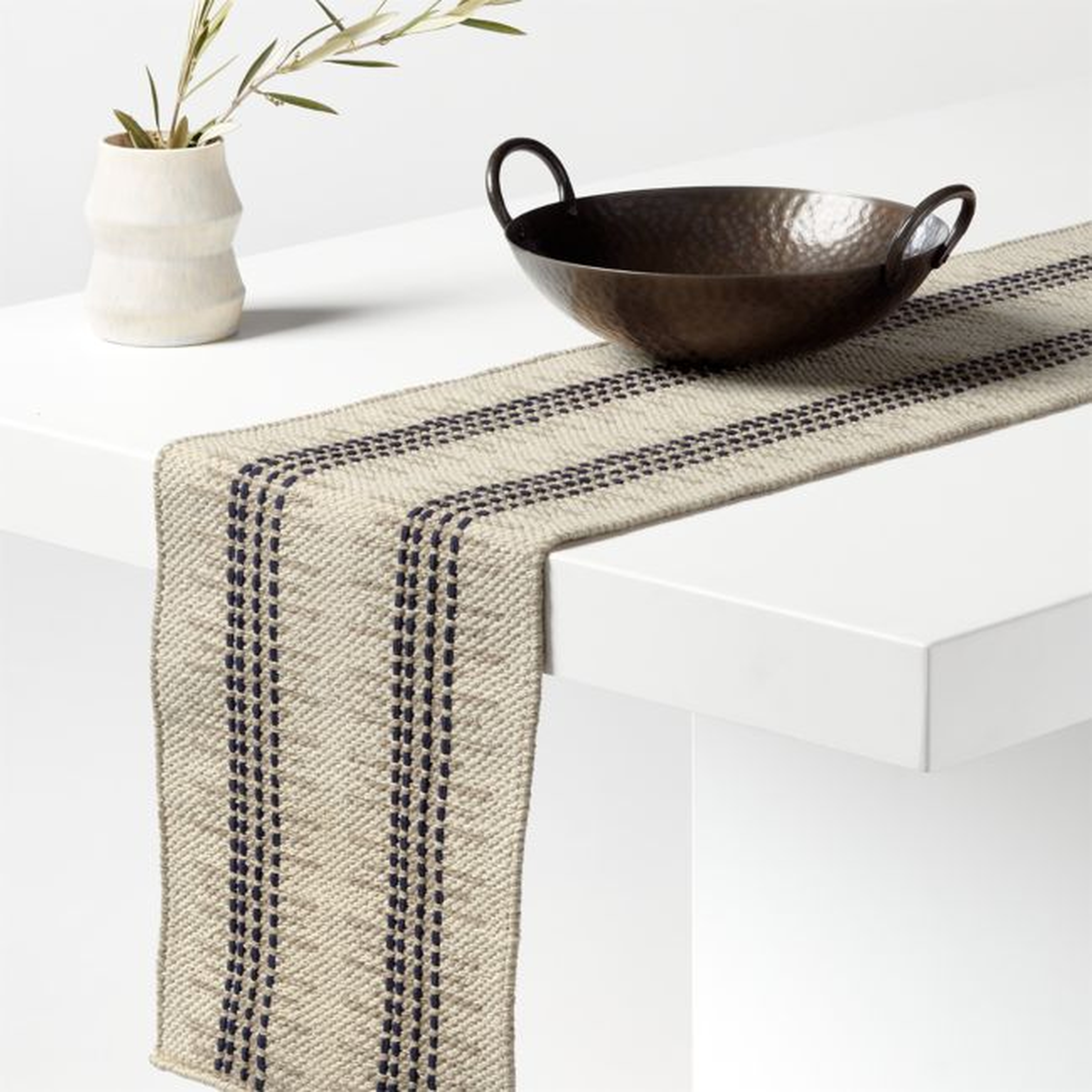 Adelphi 90" Striped Woven Table Runner - Crate and Barrel