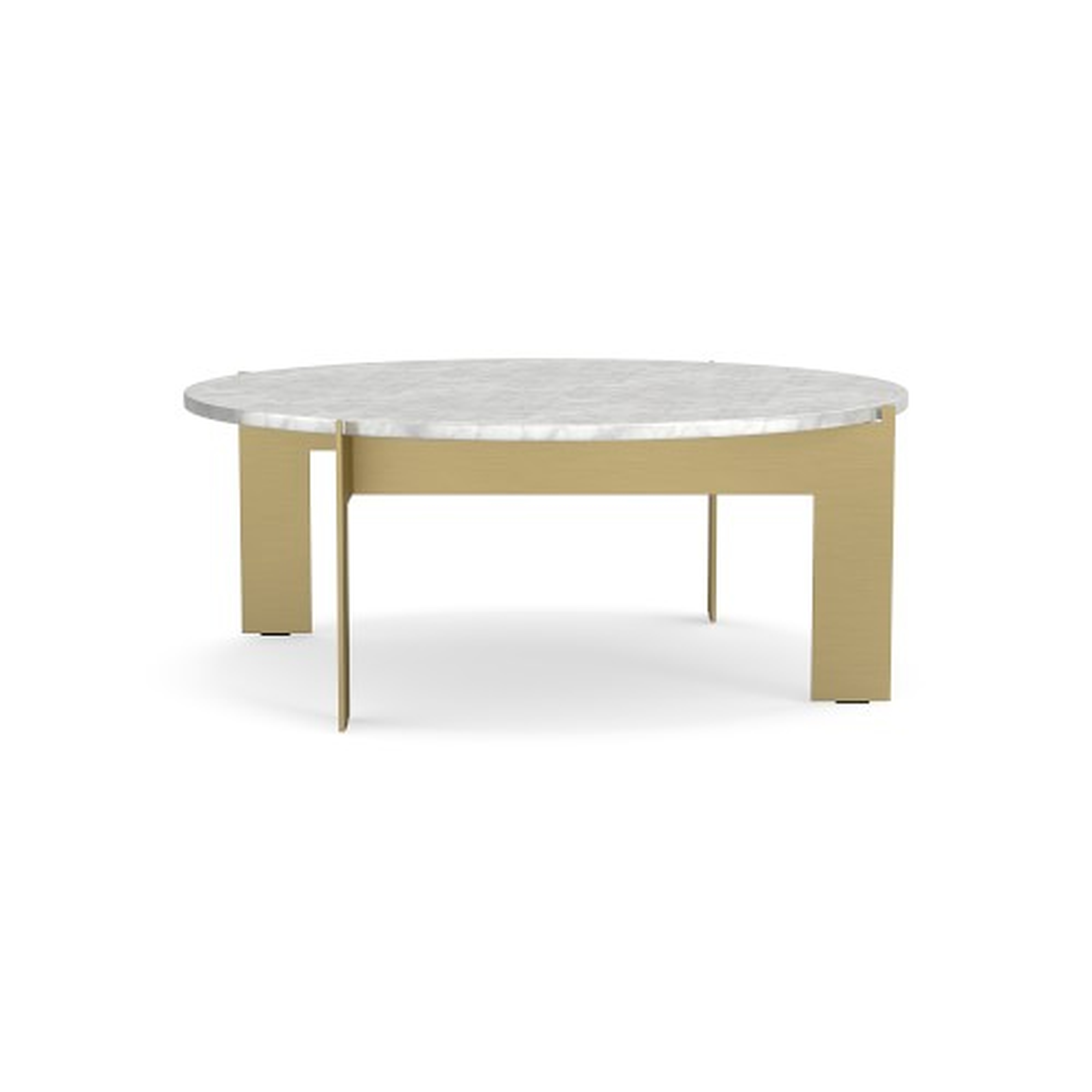 Danish Round Coffee Table, White Marble, Antique Brass - Williams Sonoma