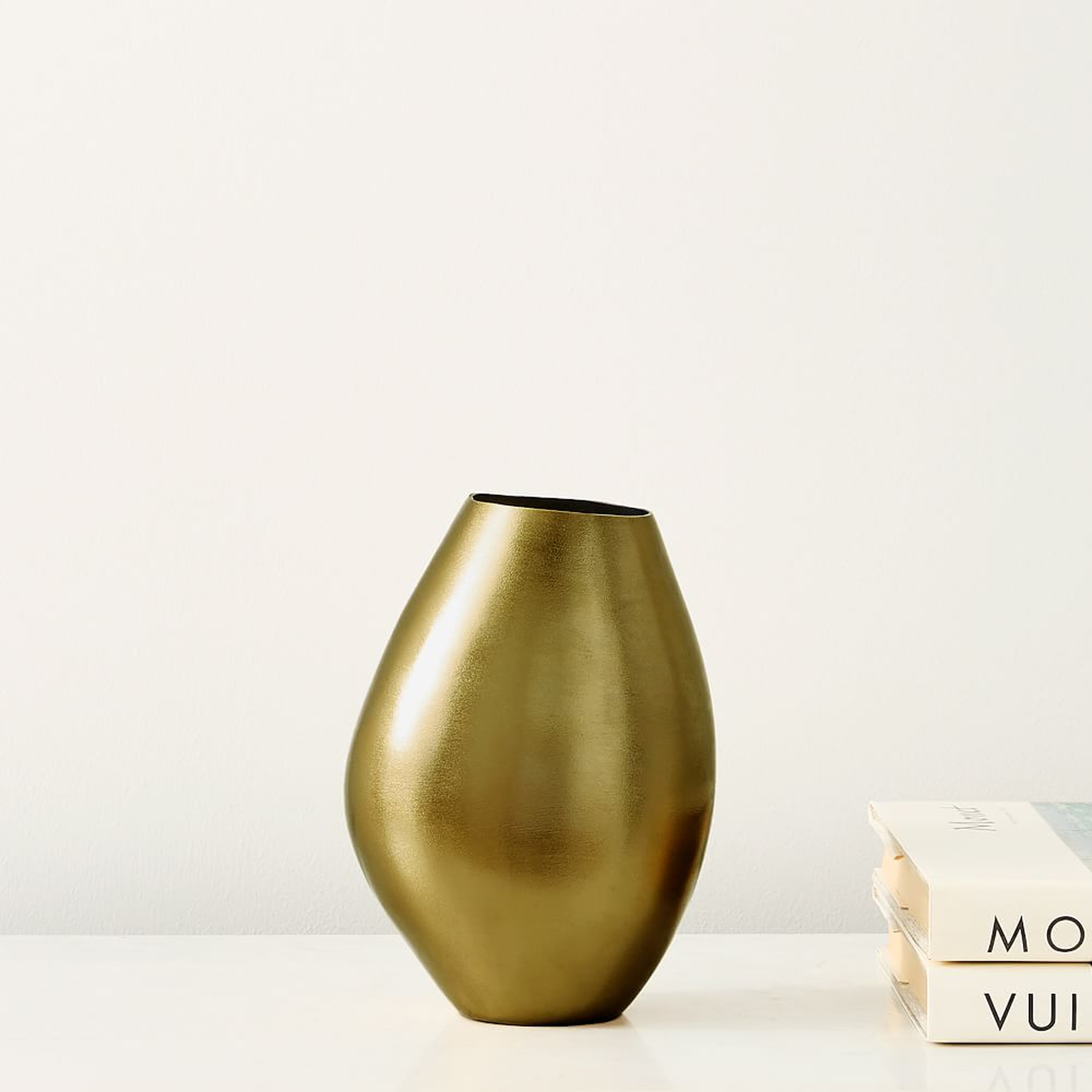 Organic Metal Vases, Medium Vase, Dark Brass, Sheet Metal, 8.25 Inches - West Elm