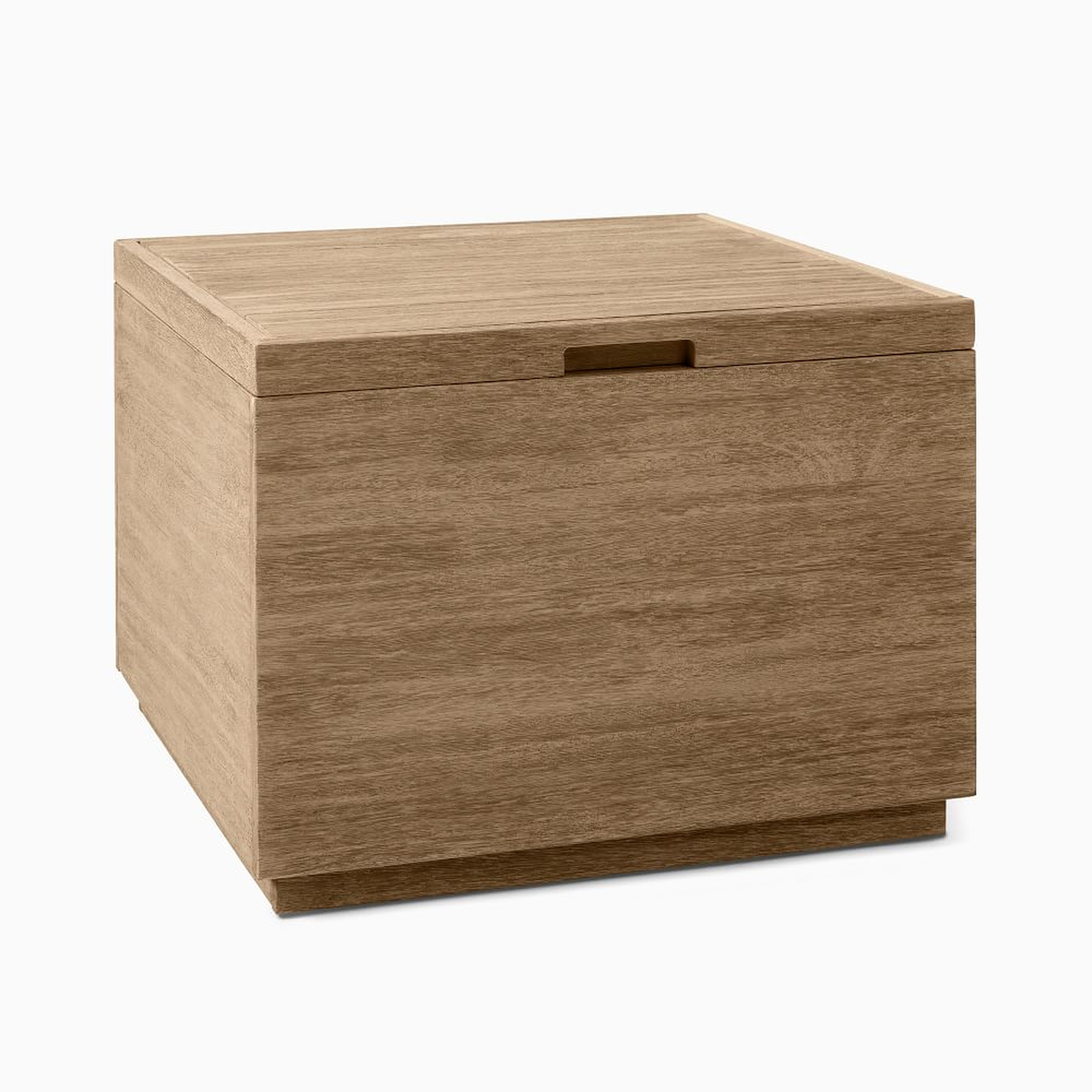 Volume Outdoor Slatted Side Table, Square With Storage, Driftwood - West Elm