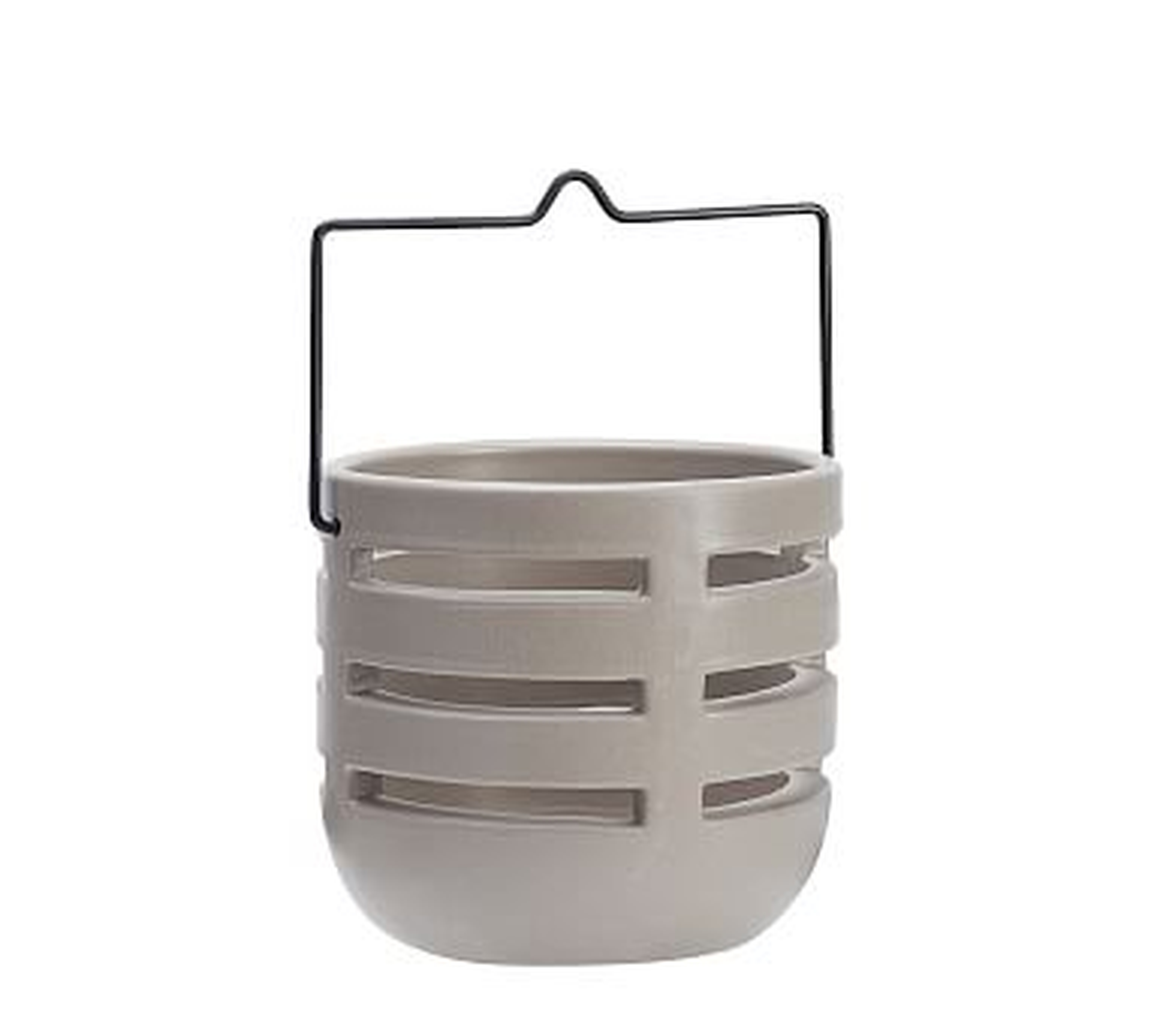 Mason Ceramic Lantern, Graphite Gray, Small - Pottery Barn