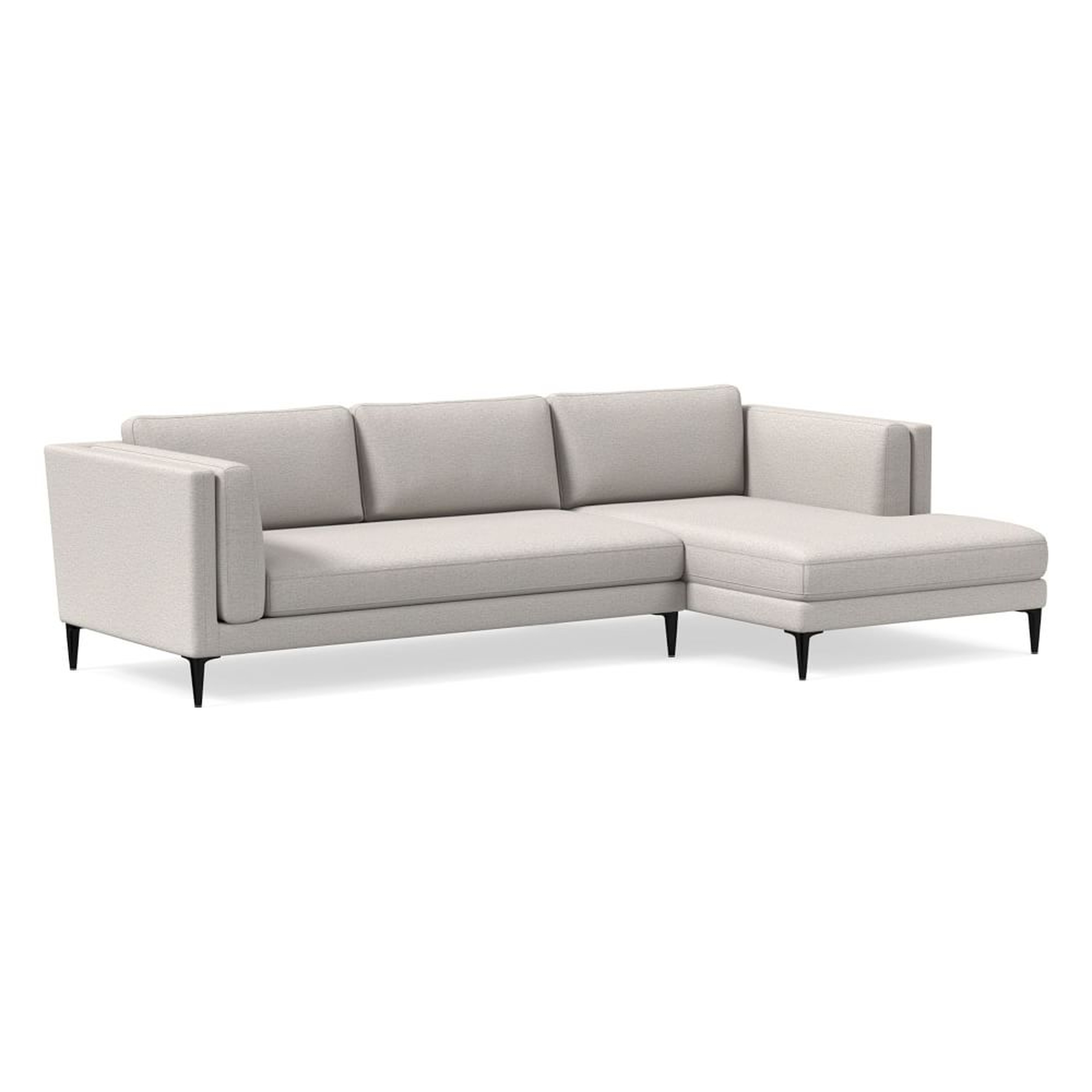 Anton 105" Right 2-Piece Chaise Sectional, Twill, Sand, Dark Pewter - West Elm