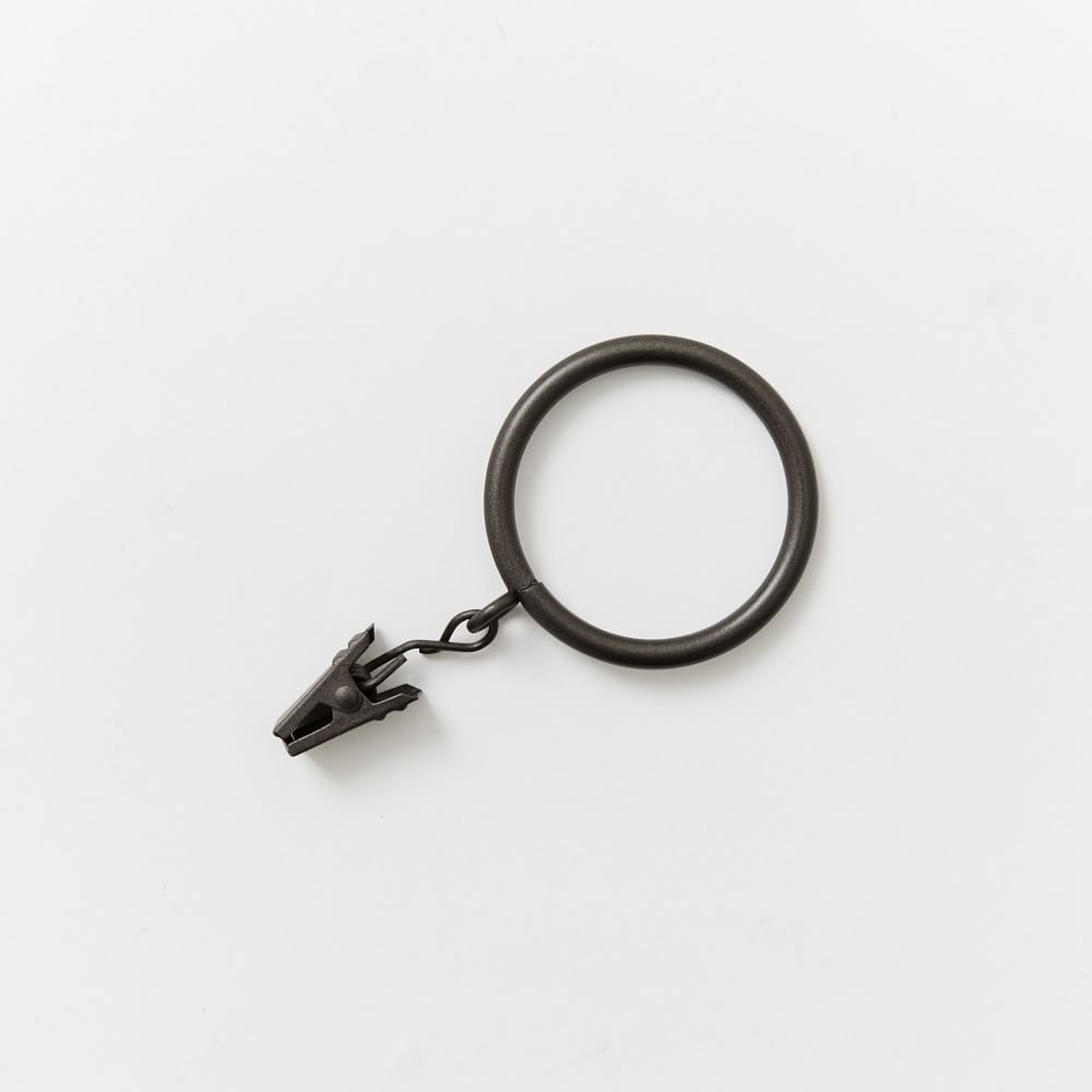 Thin Metal Curtain Rings with Clips, Dark Bronze, Set of 7 - West Elm