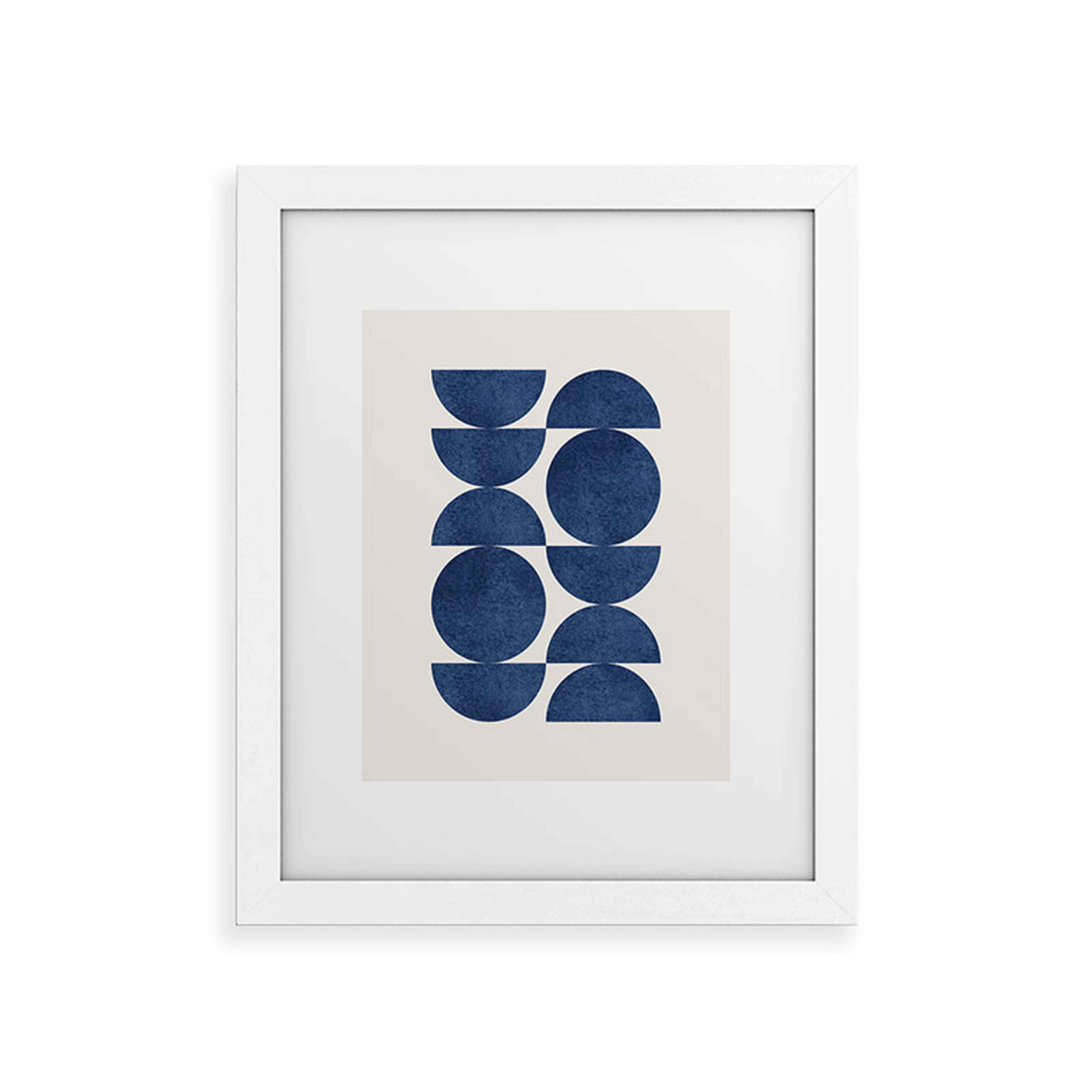 Blue Navy Retro Scandinavian Mid Century by MoonlightPrint - Framed Art Print Classic White 24" x 36" - Deny Designs