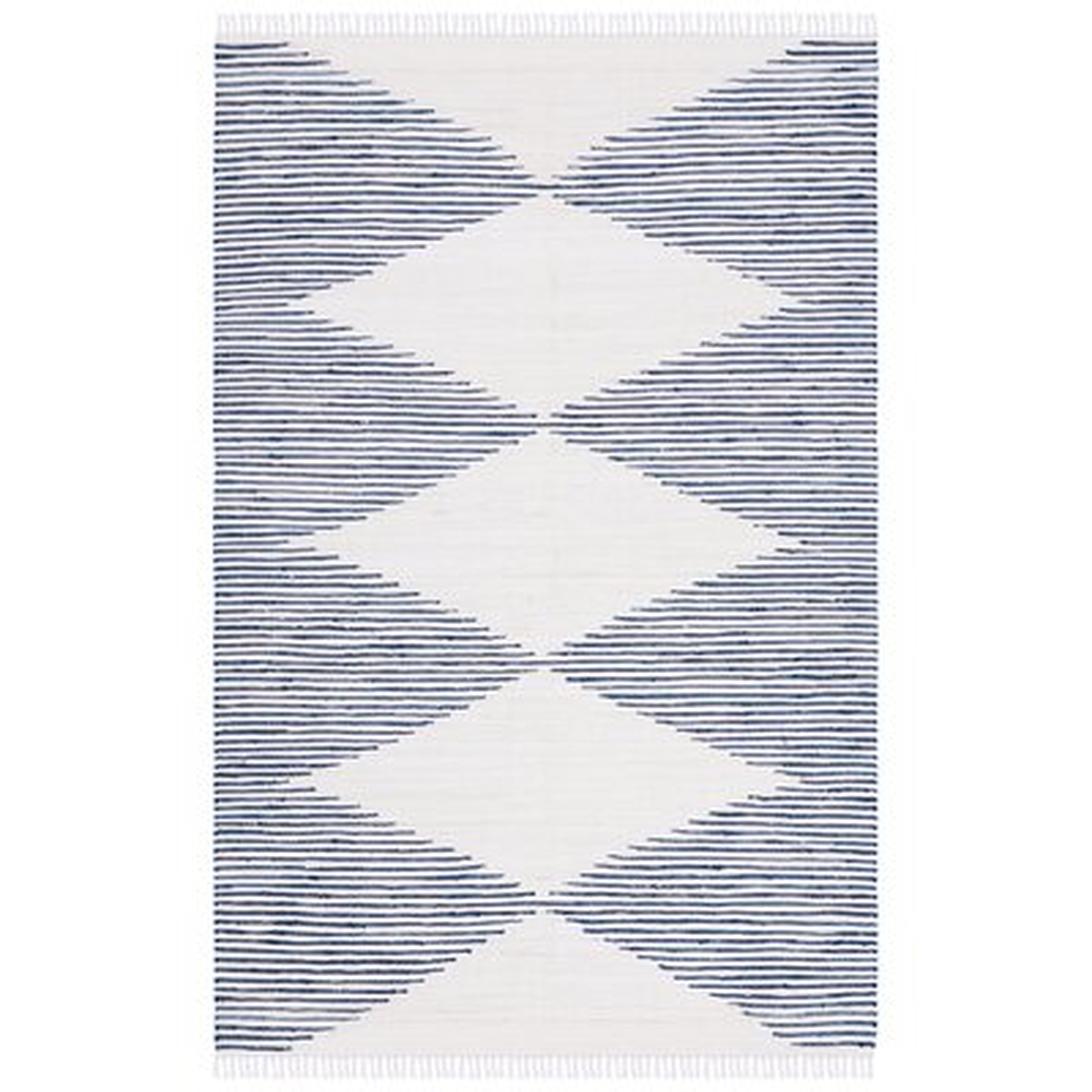 Janke Geometric Handmade Flatweave Cotton Dark Navy & Ivory Area Rug, 5' x 8' - Wayfair