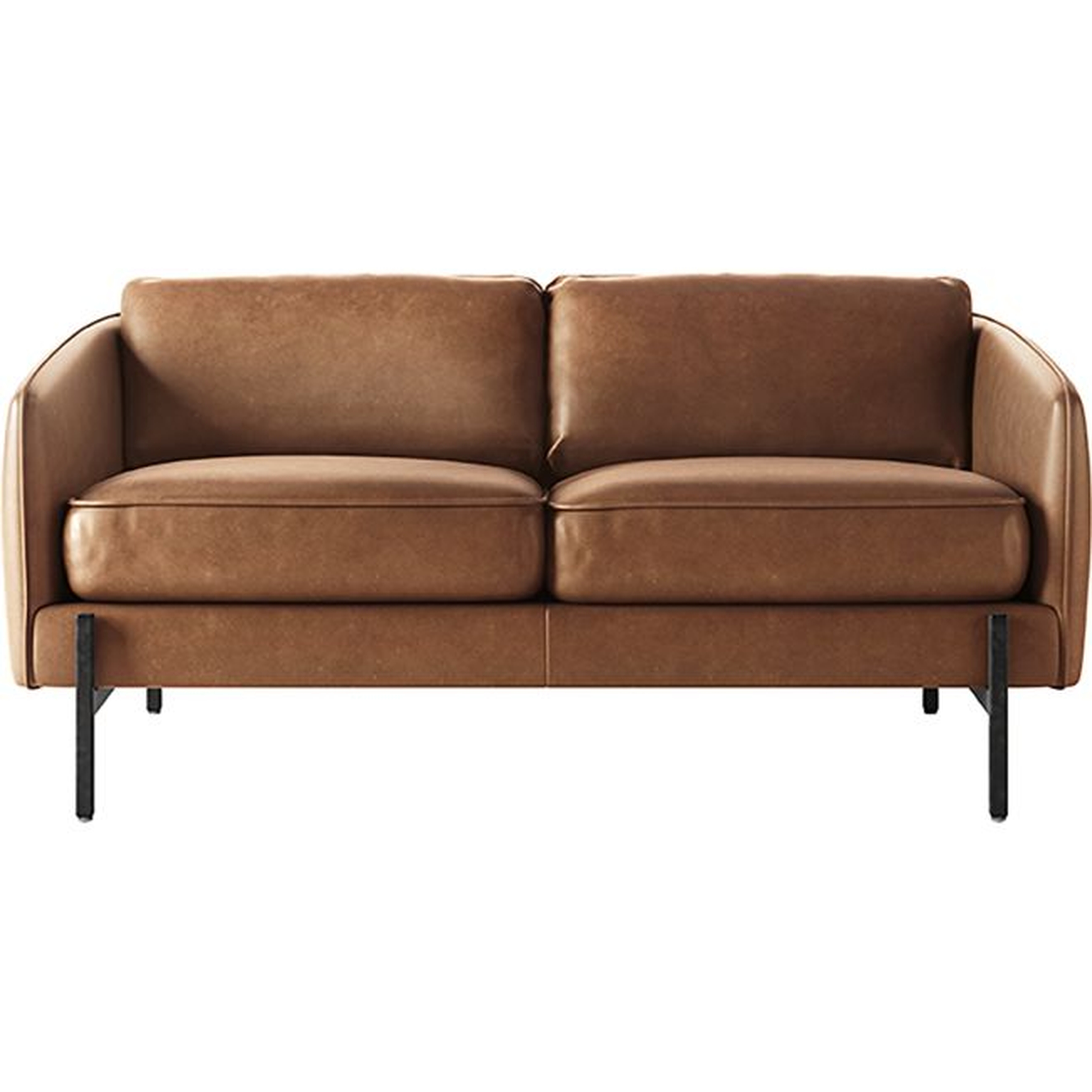 Hoxton Loveseat with Black Legs, Saddle Leather - CB2