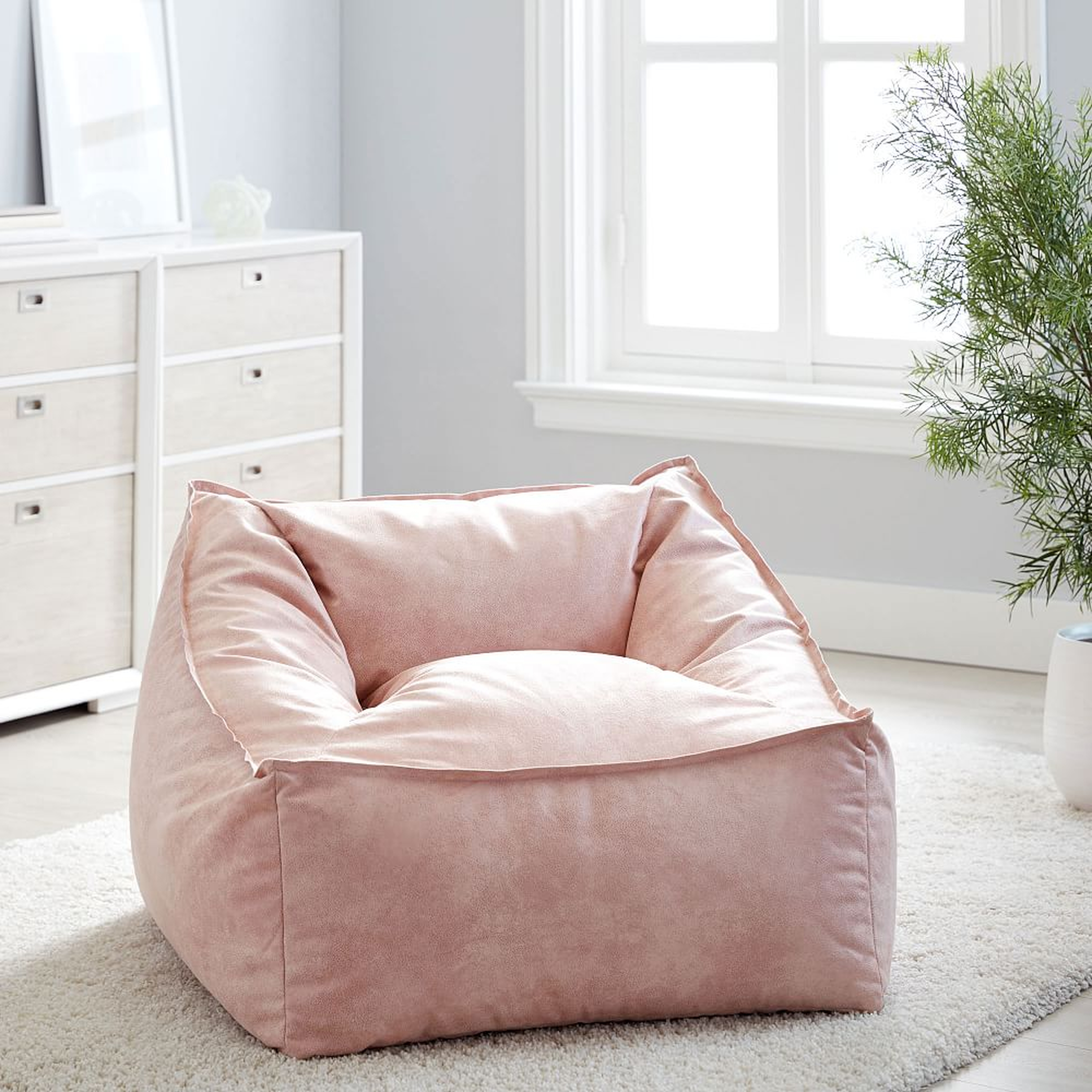 Faux-Suede Modern Lounger, Blush - Pottery Barn Teen