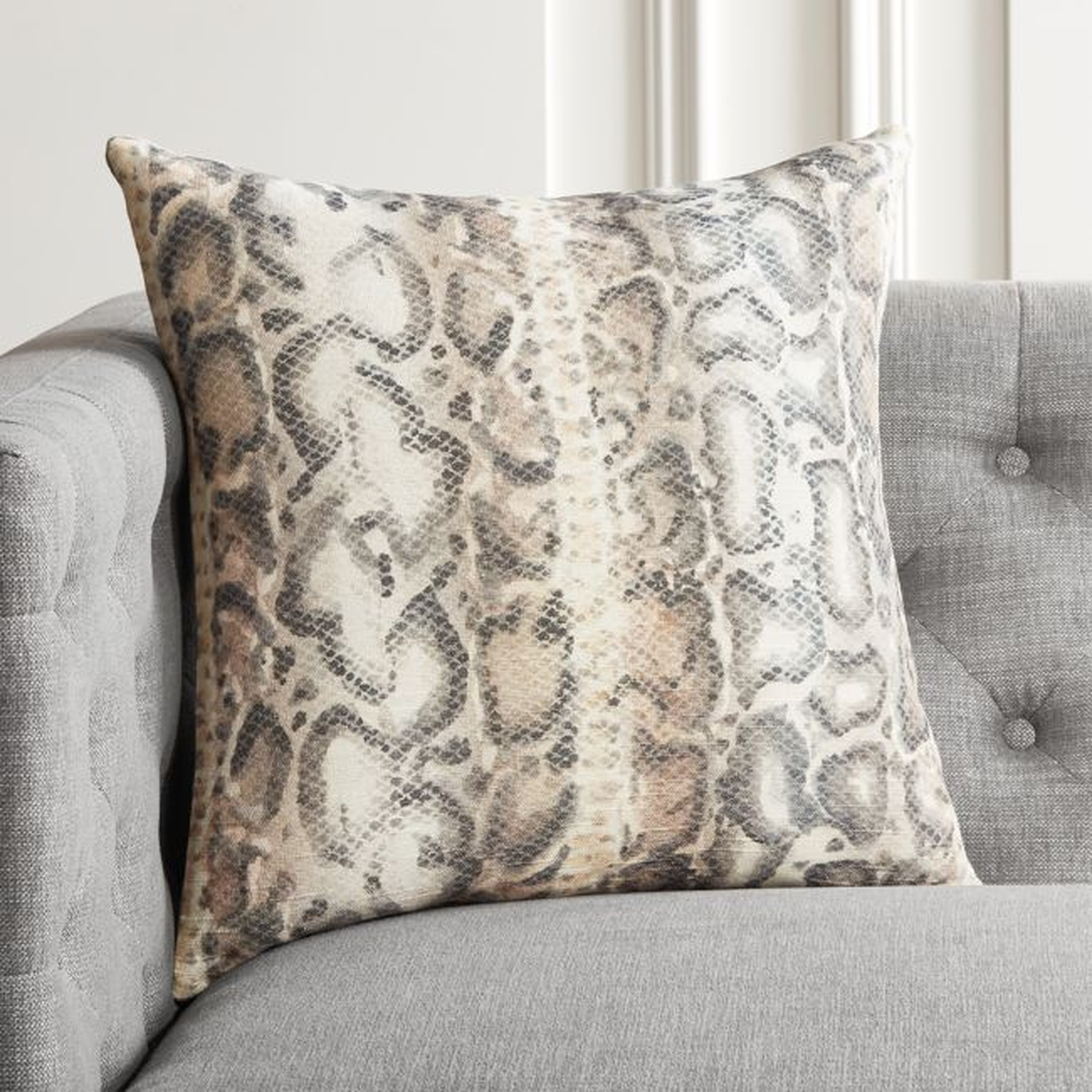 Viper Snakeskin Throw Pillow with Feather-Down Insert 18" - CB2