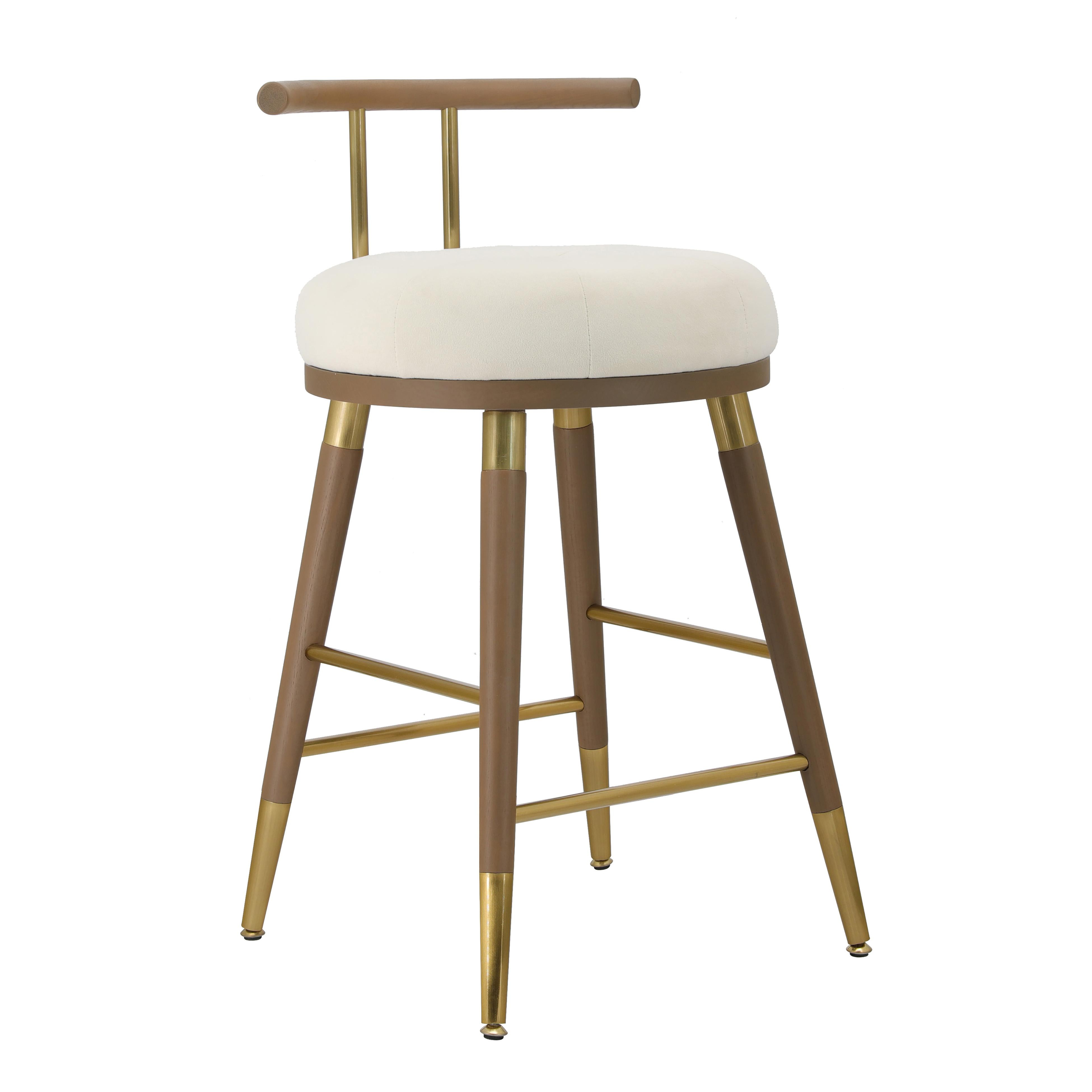Juniper Cream Velvet Barstool - TOV FURNITURE