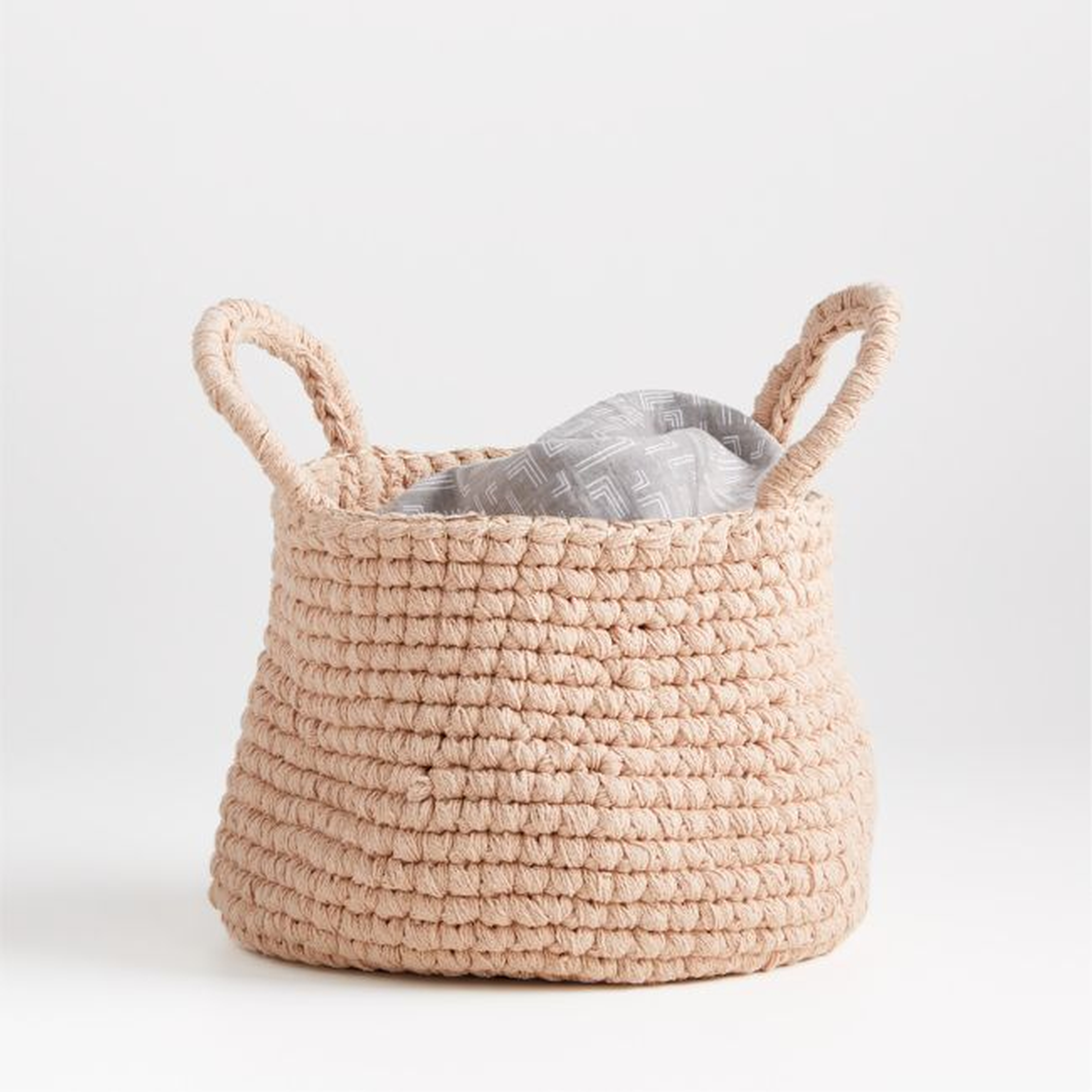 Uma Rust Rope Knit Storage Basket with Handles - Crate & Kids