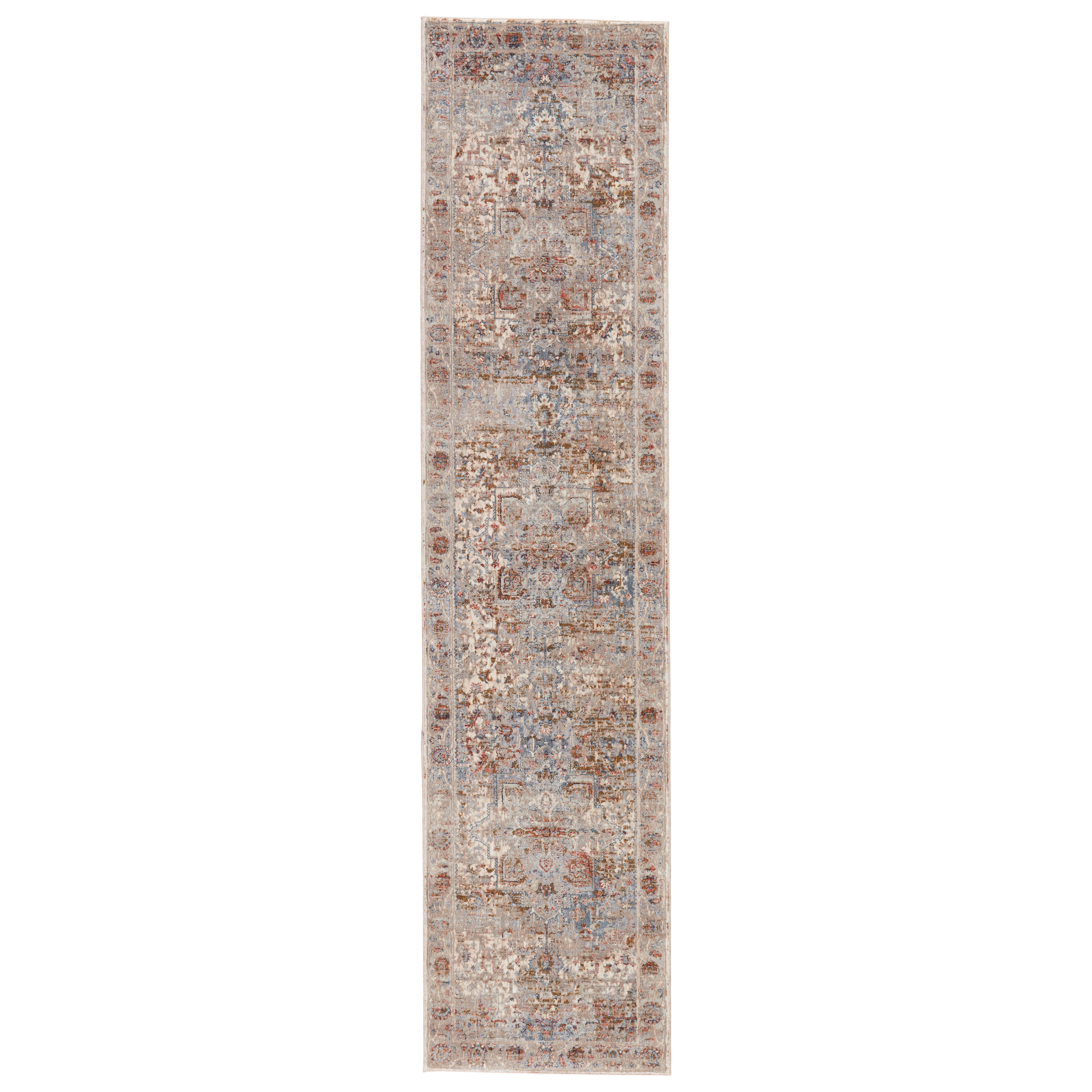 Pierce Medallion Gray/ Multicolor Runner Rug (3'X8') - Jaipur Living