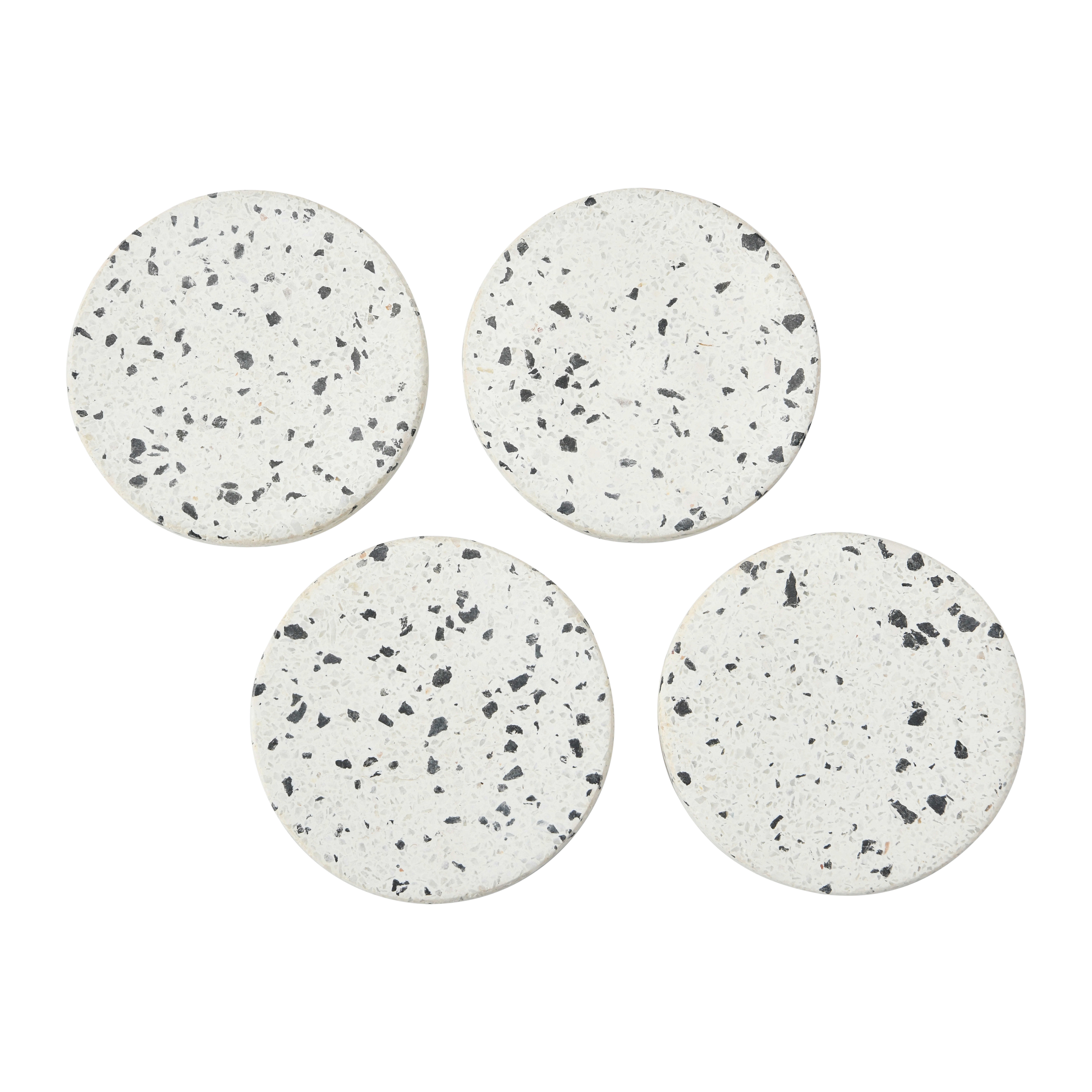 Round Terrazzo Coasters, White, Set of 4 - Creative Co-Op