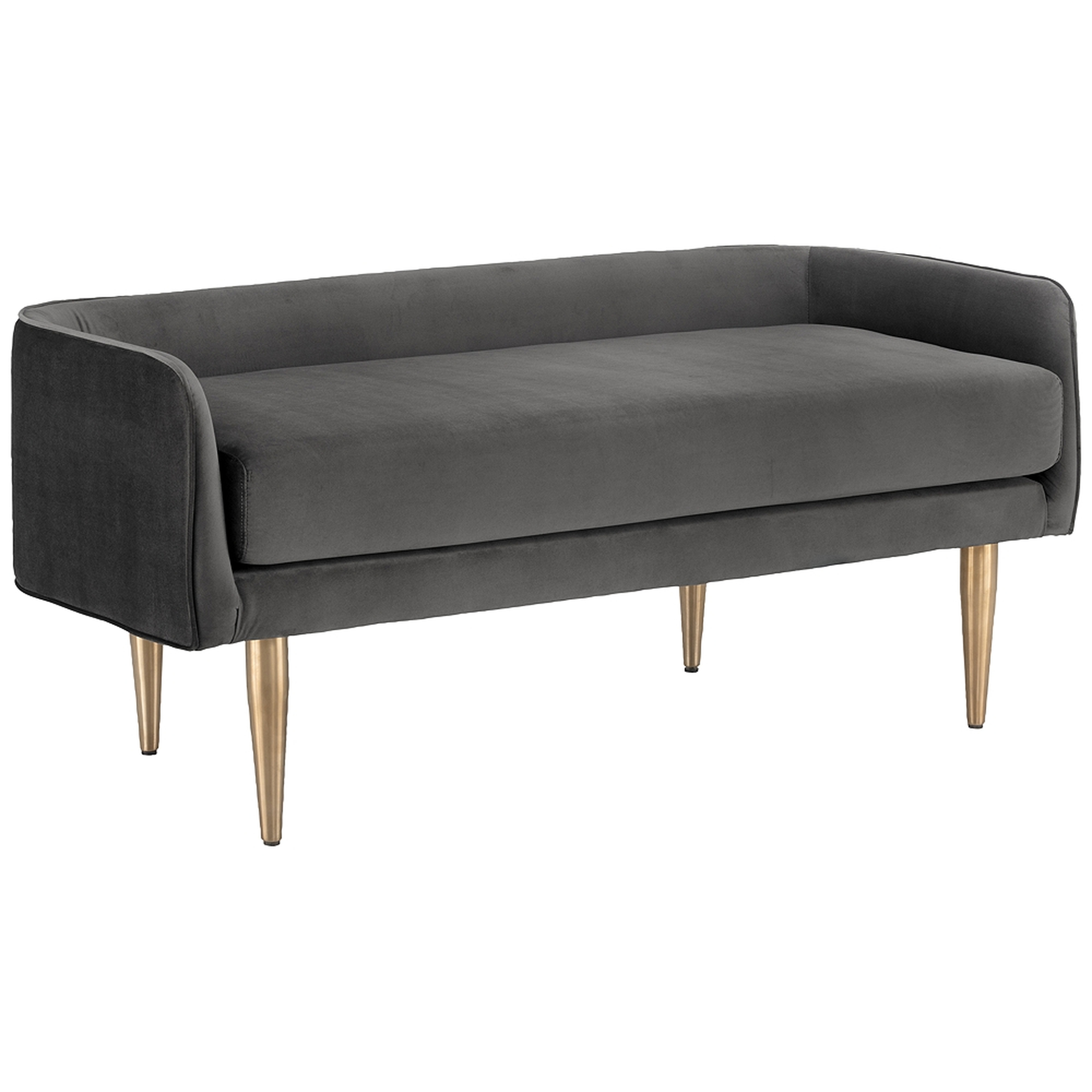 Sammy Gray Sky and Brushed Gold Bench - Style # 78J31 - Lamps Plus