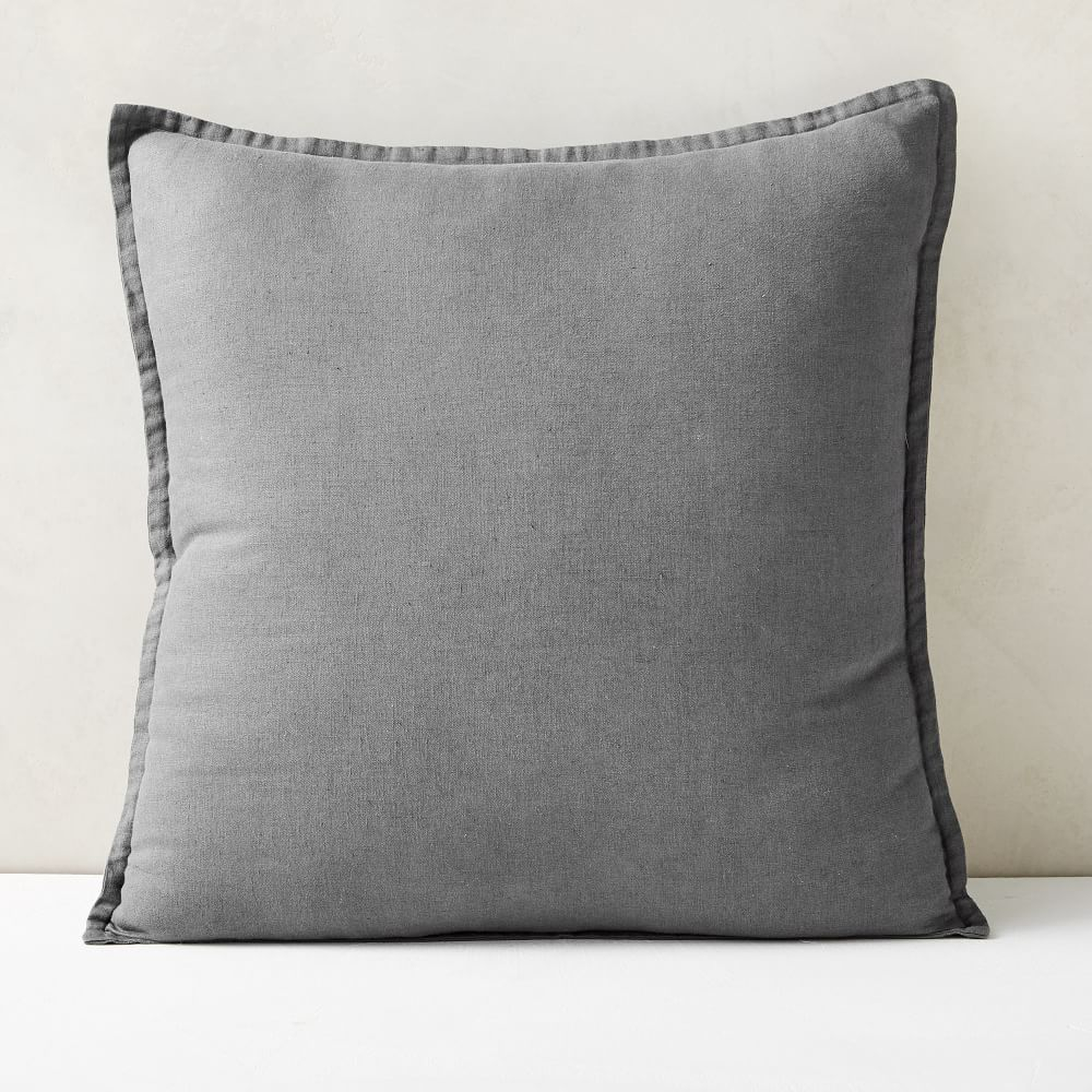 European Flax Linen Pillow Cover, 24"x24", Graphite - West Elm
