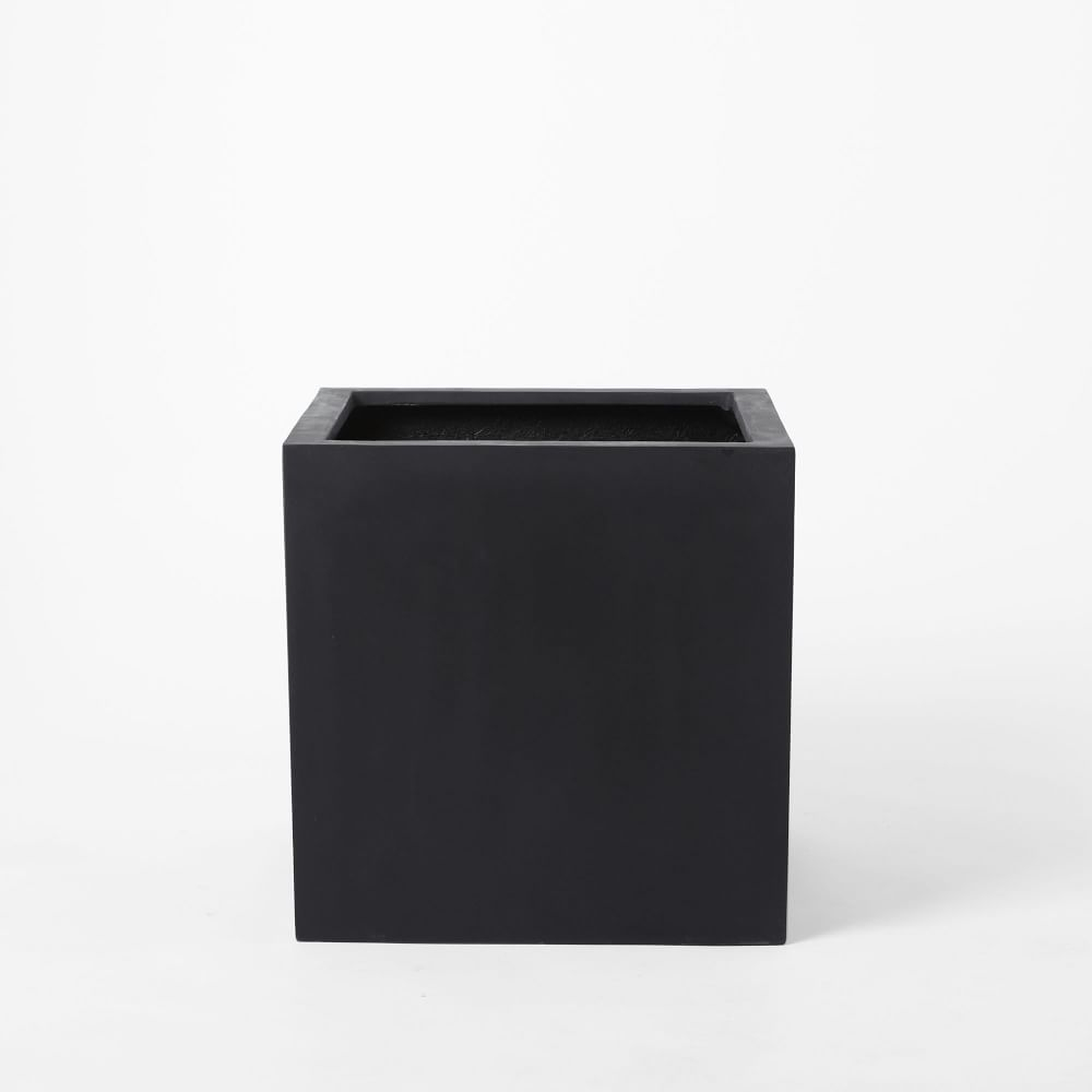 Cityscape Ficonstone Indoor/Outdoor Planter, Small Square, 15.7"SQ x 15.7"H, Black - West Elm