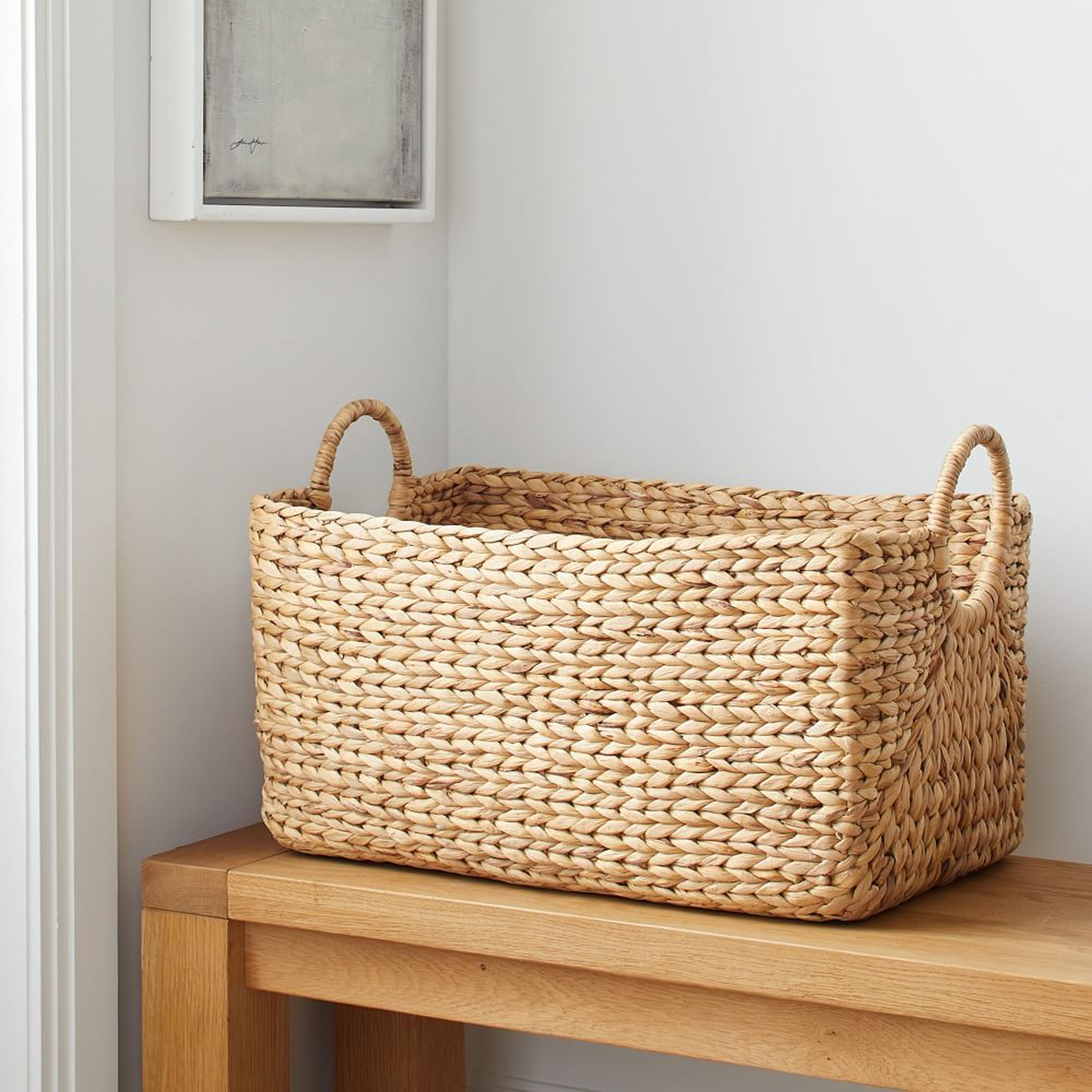 Curved Seagrass Basket, Utility Handle Baskets, Medium, 14.6"W x 24.4"D x 14.4"H - West Elm