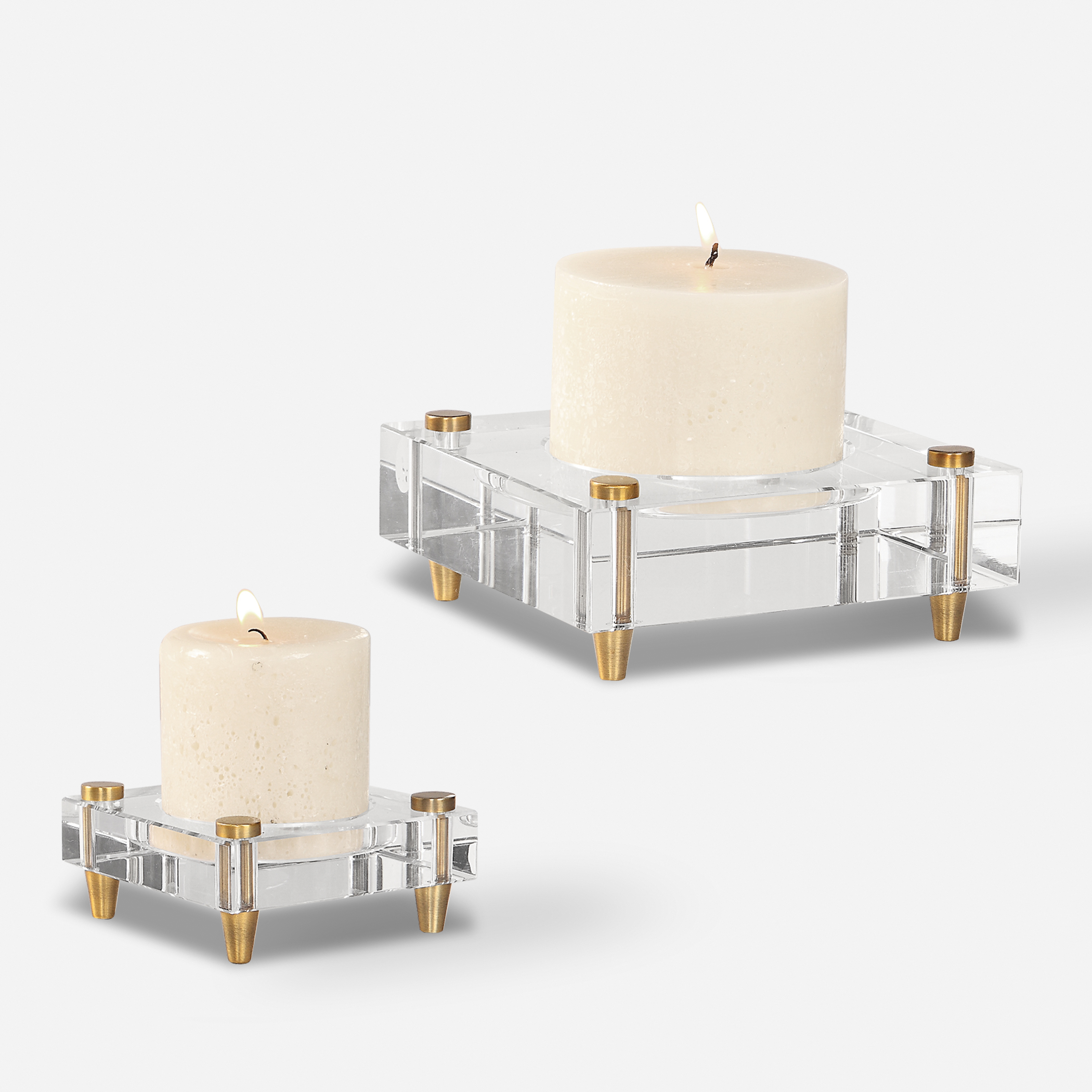 Claire Crystal Block Candleholders, S/2 - Uttermost