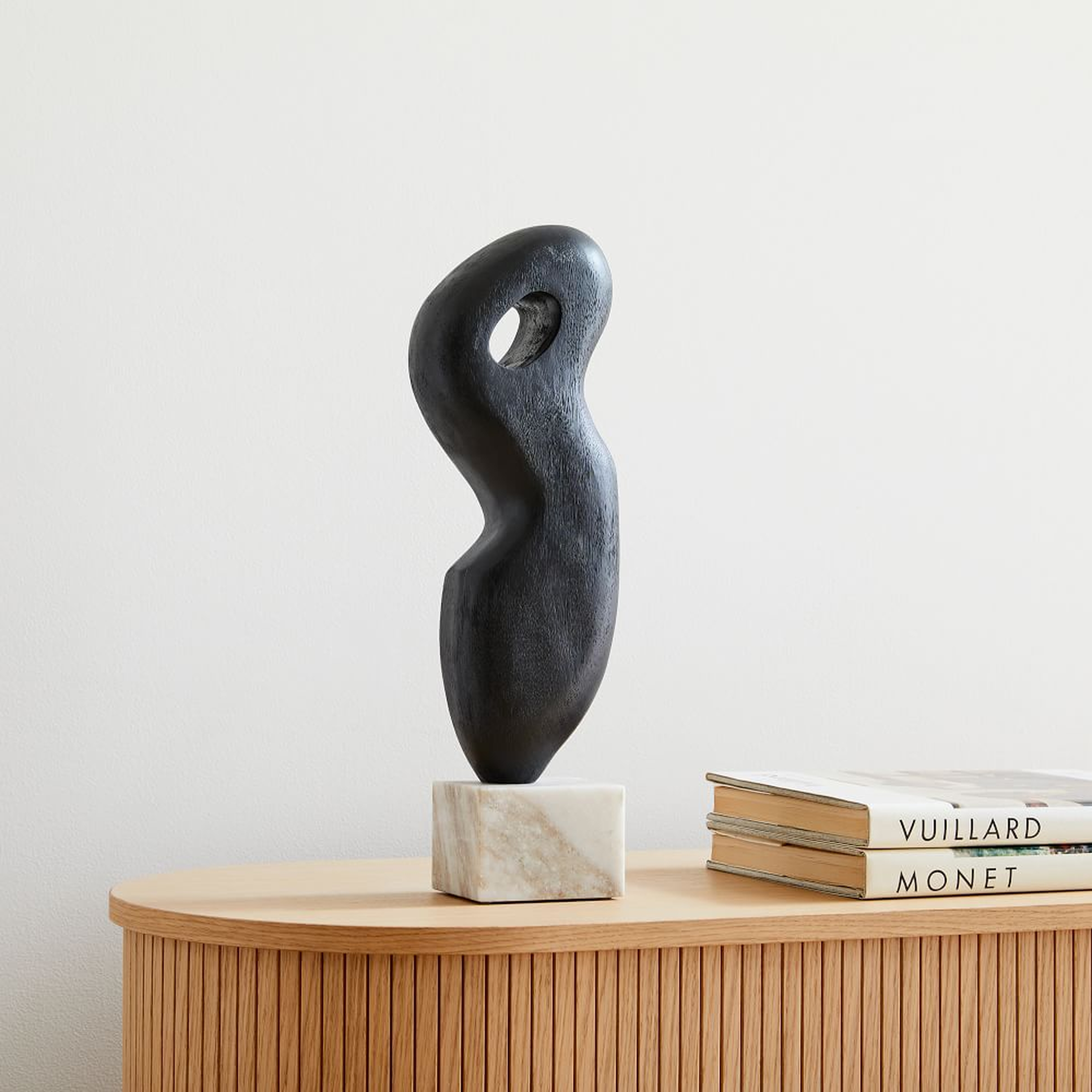 Alba Wood Sculpture, Black, Individual - West Elm