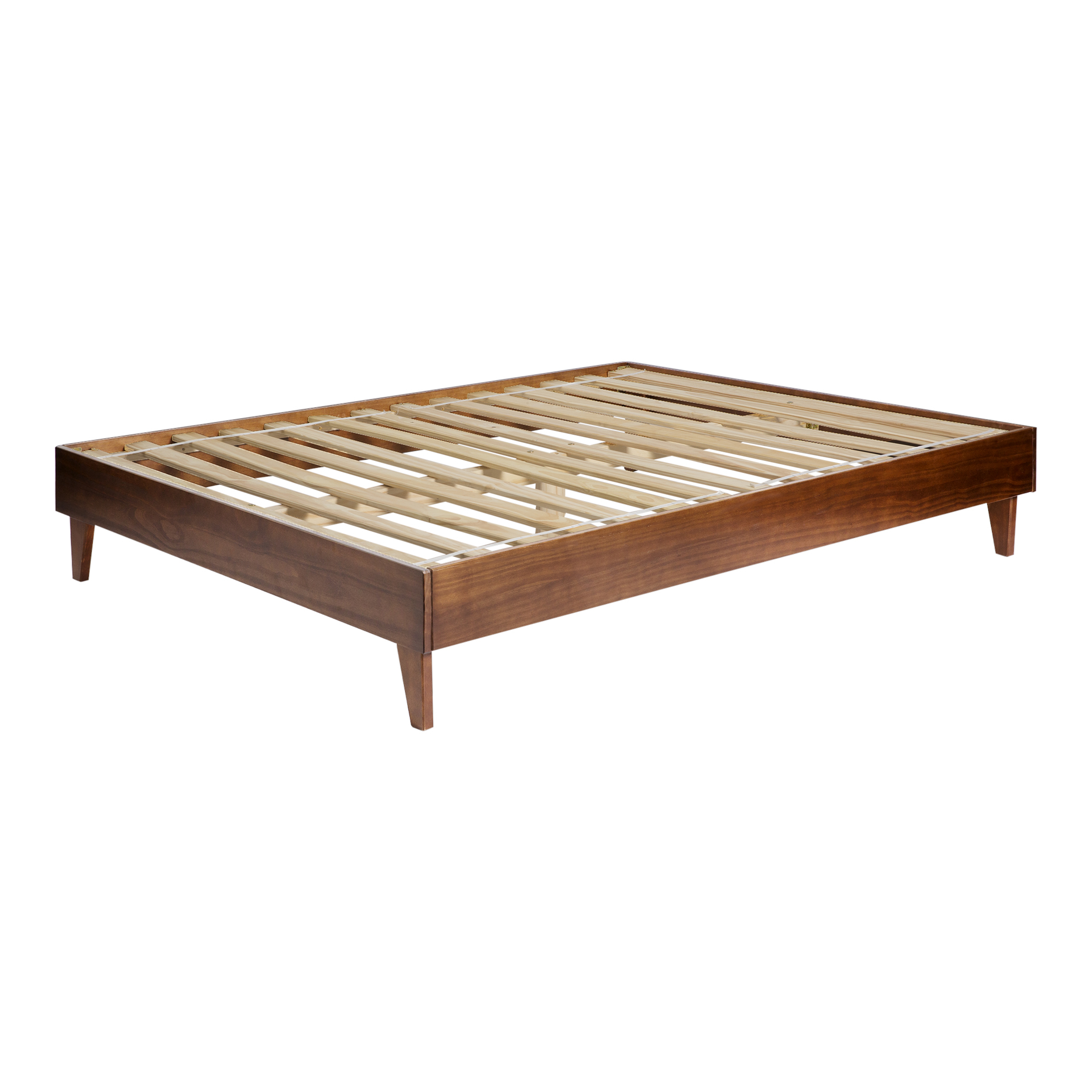 Solid Wood Queen Platform Bed - Walnut  - Walker Edison