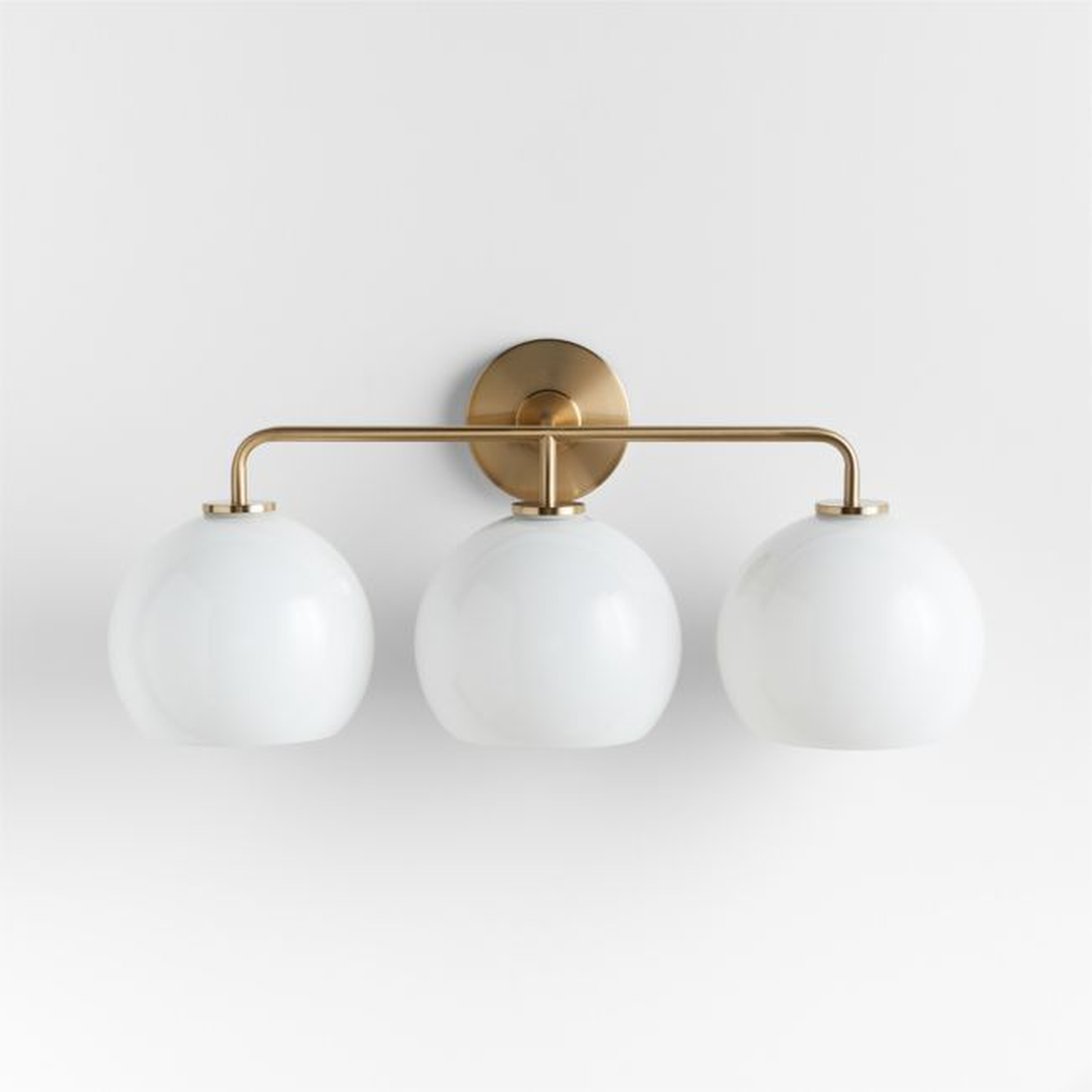 Arren Brass 3-Light Wall Sconce with Milk Round Shades - Crate and Barrel