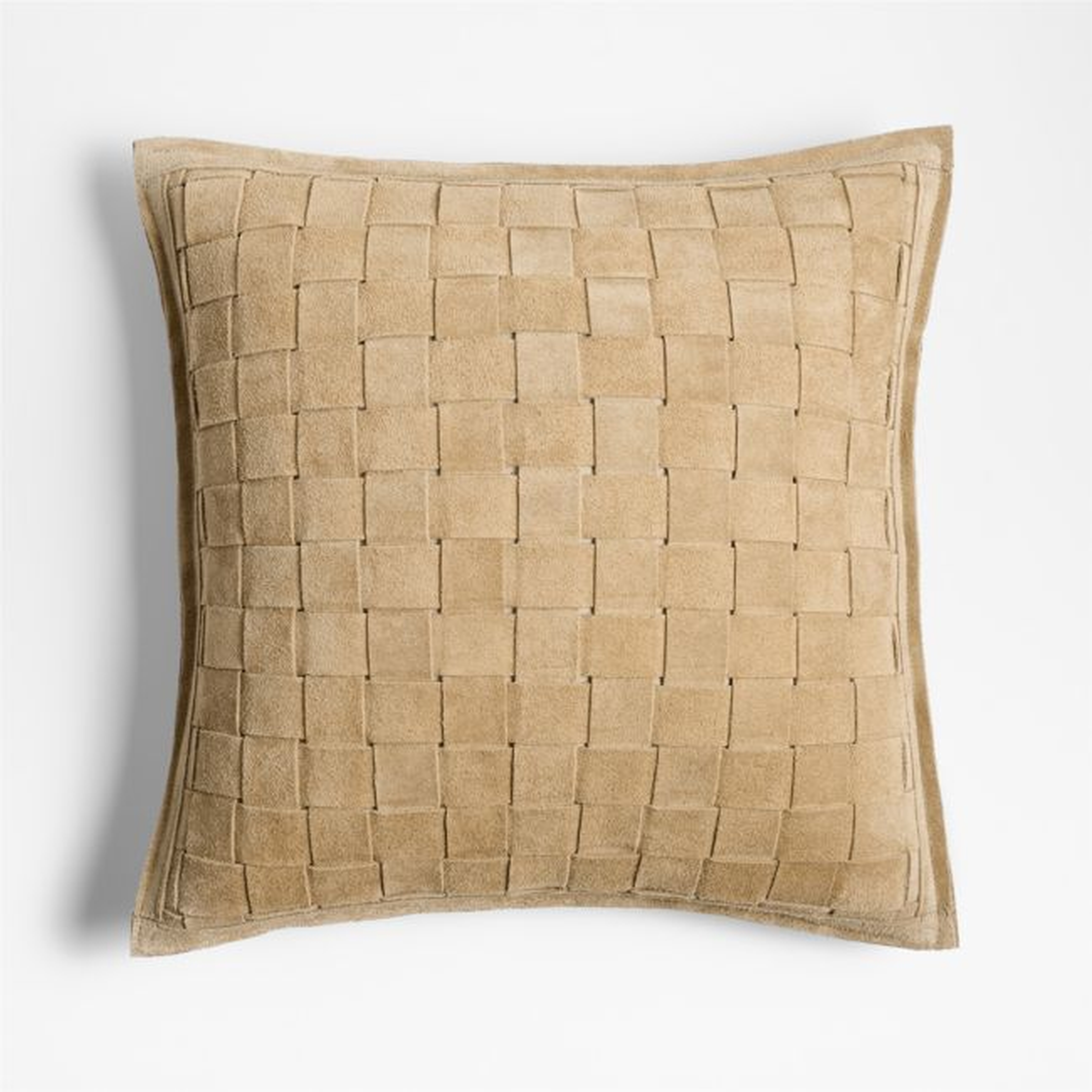 Hyde Woven Suede 20x20 Camel Tan Throw Pillow with Feather Insert - Crate and Barrel