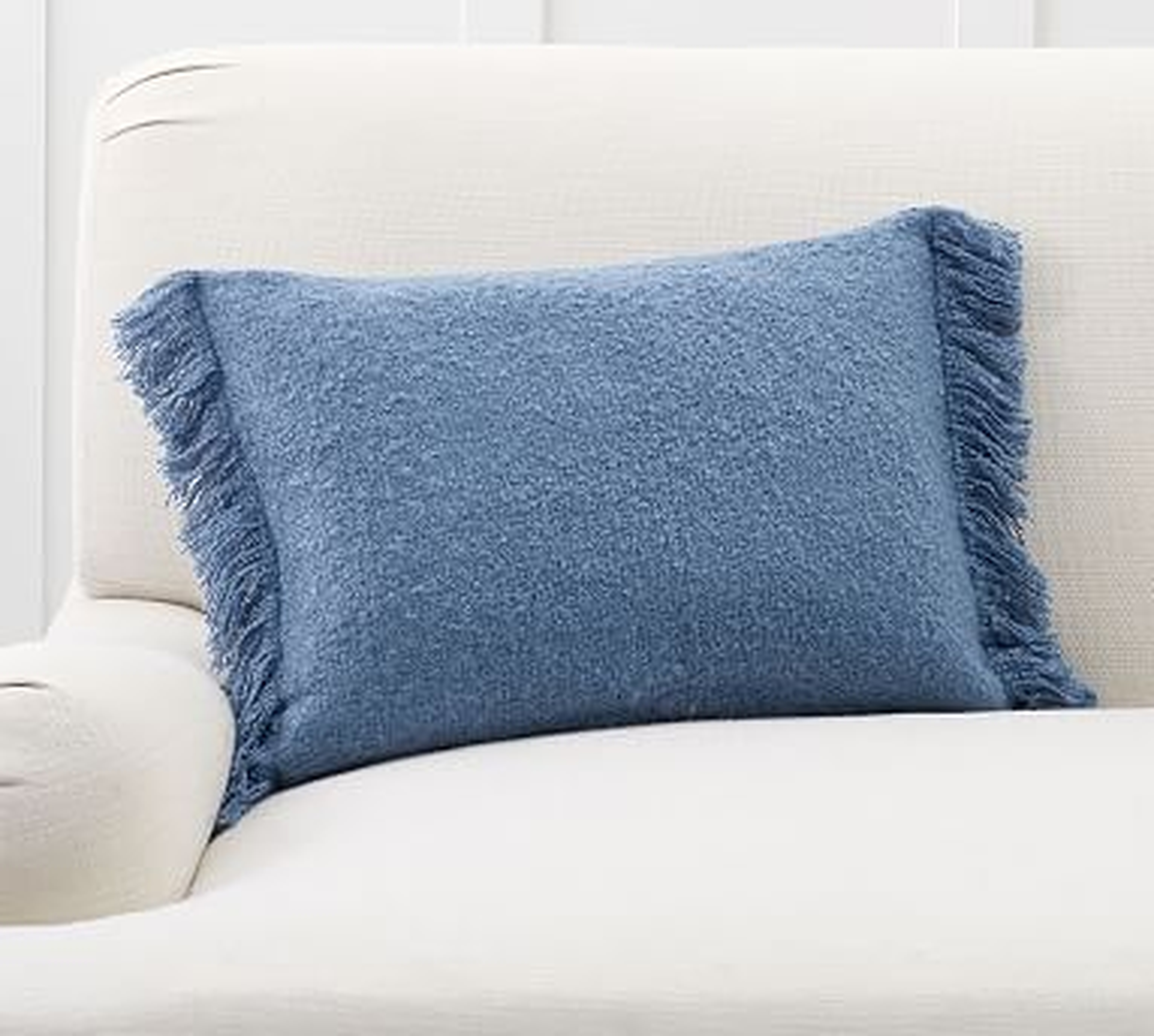 Boucle Lumbar Pillow Cover, 14 x 20", Riviera Blue - Pottery Barn