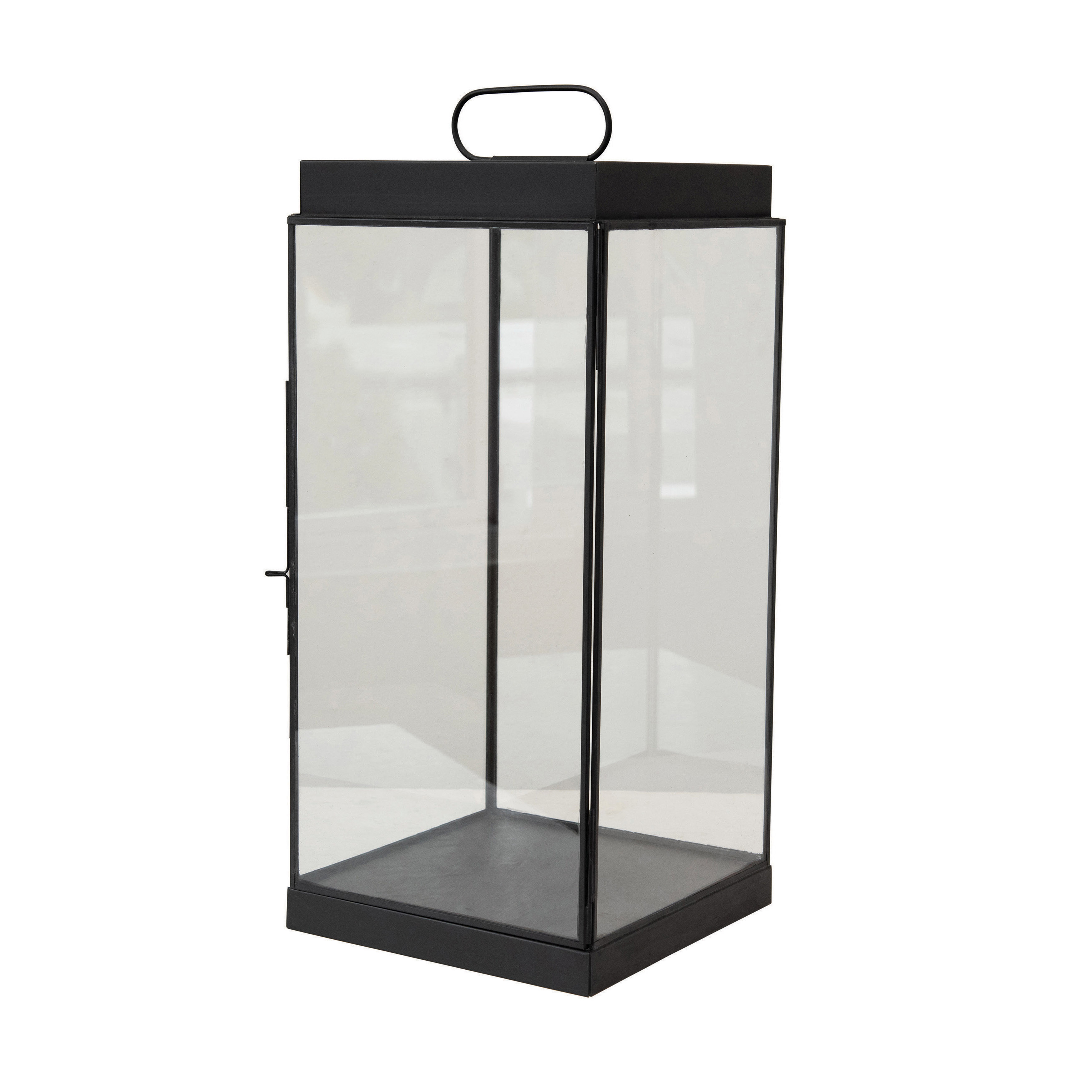 Metal & Glass Lantern, Black - Bloomingville