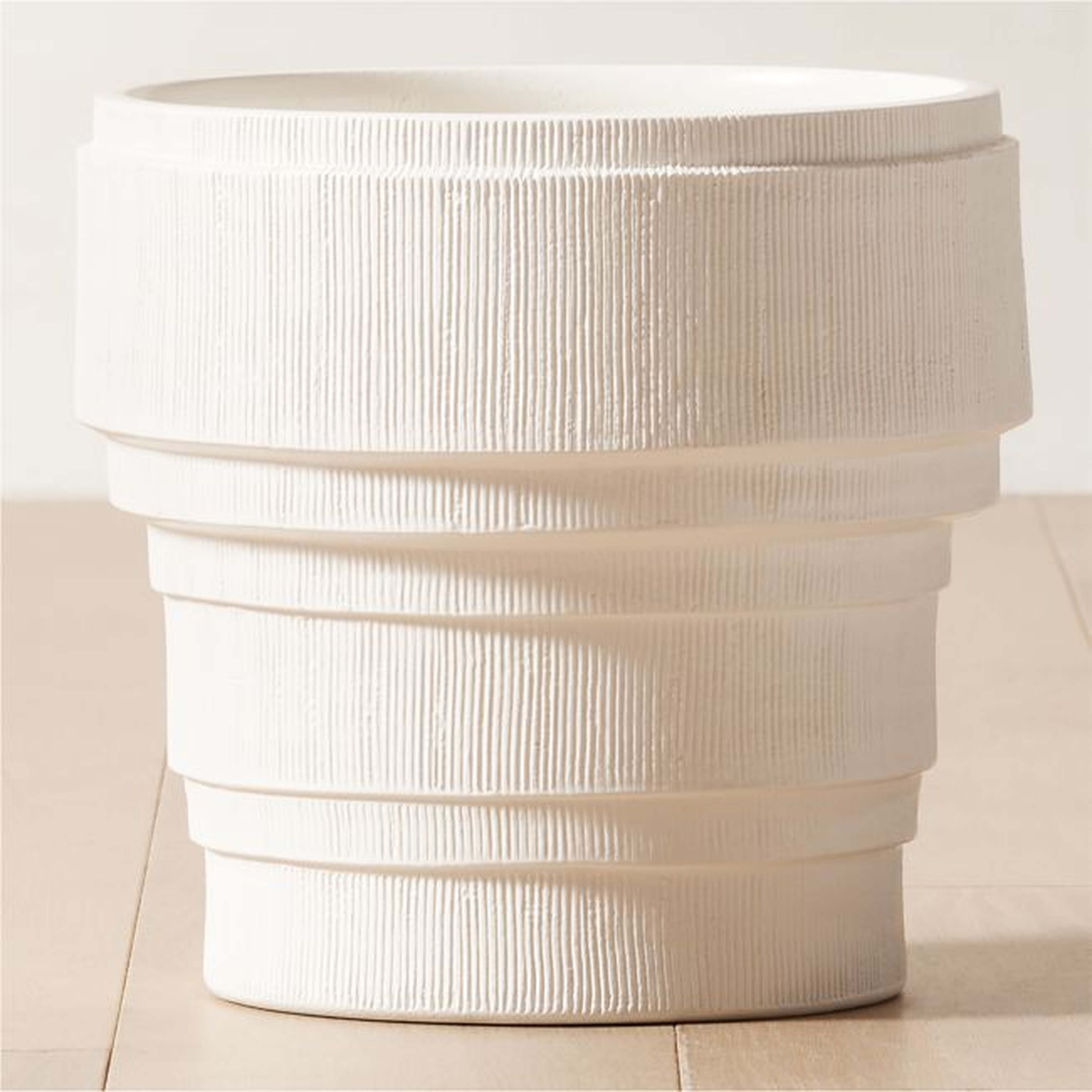Marram Ribbed White Indoor Planter Large - CB2