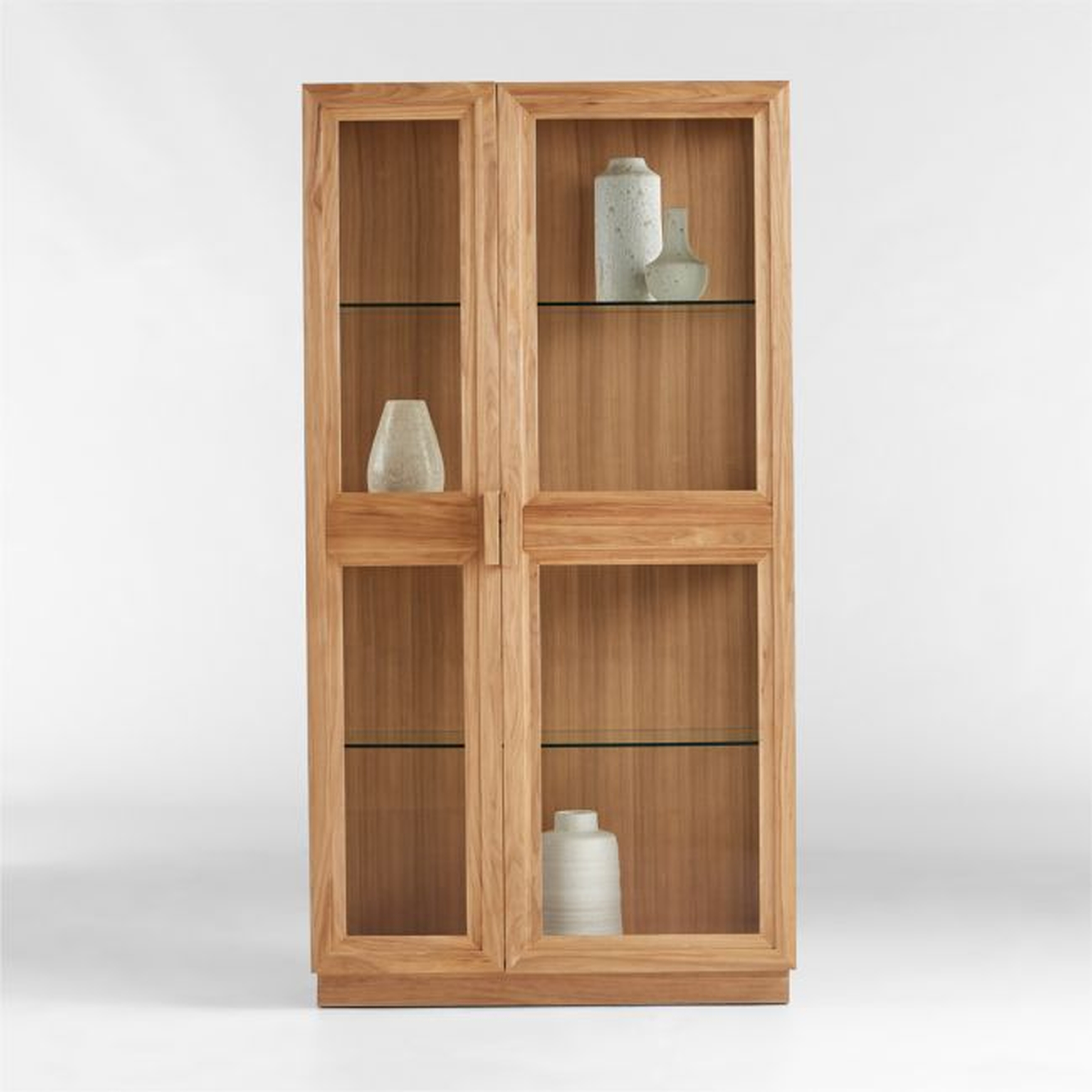 Calypso Glass and Natural Wood Storage Cabinet - Crate and Barrel