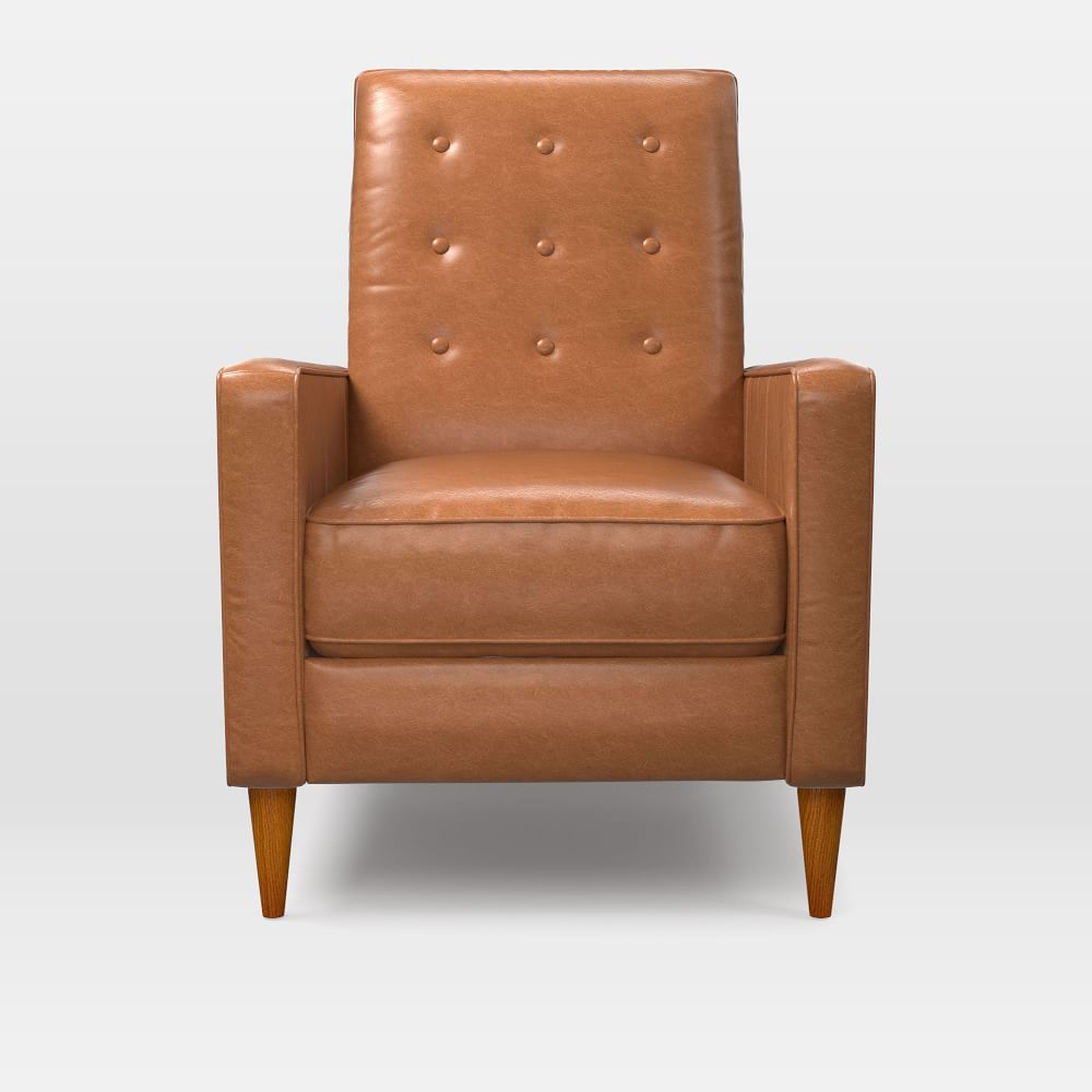 Rhys Midcentury Recliner, Poly, Saddle Leather, Nut, Pecan - West Elm