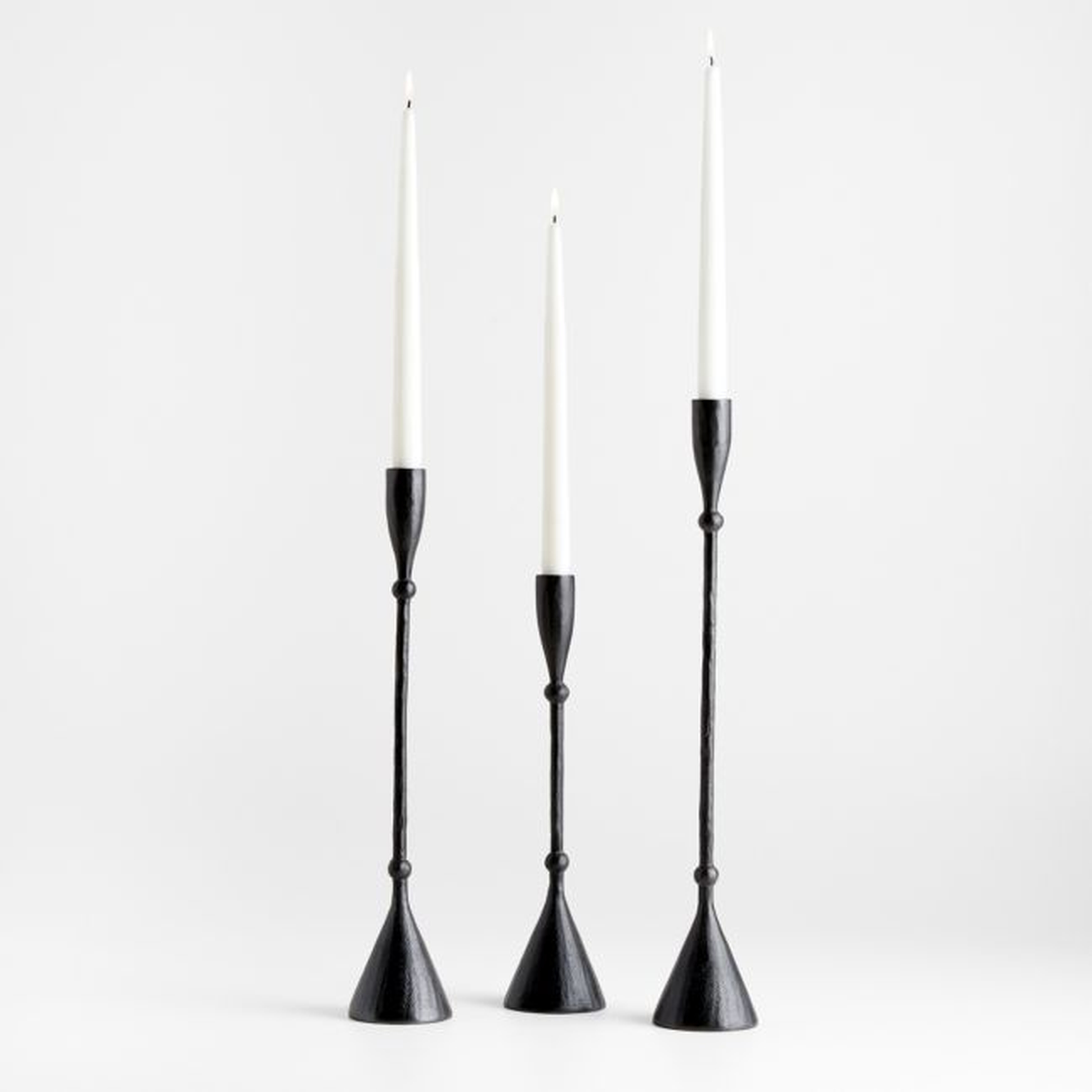 Ferric Black Metal Taper Candle Holders, Set of 3 - Crate and Barrel