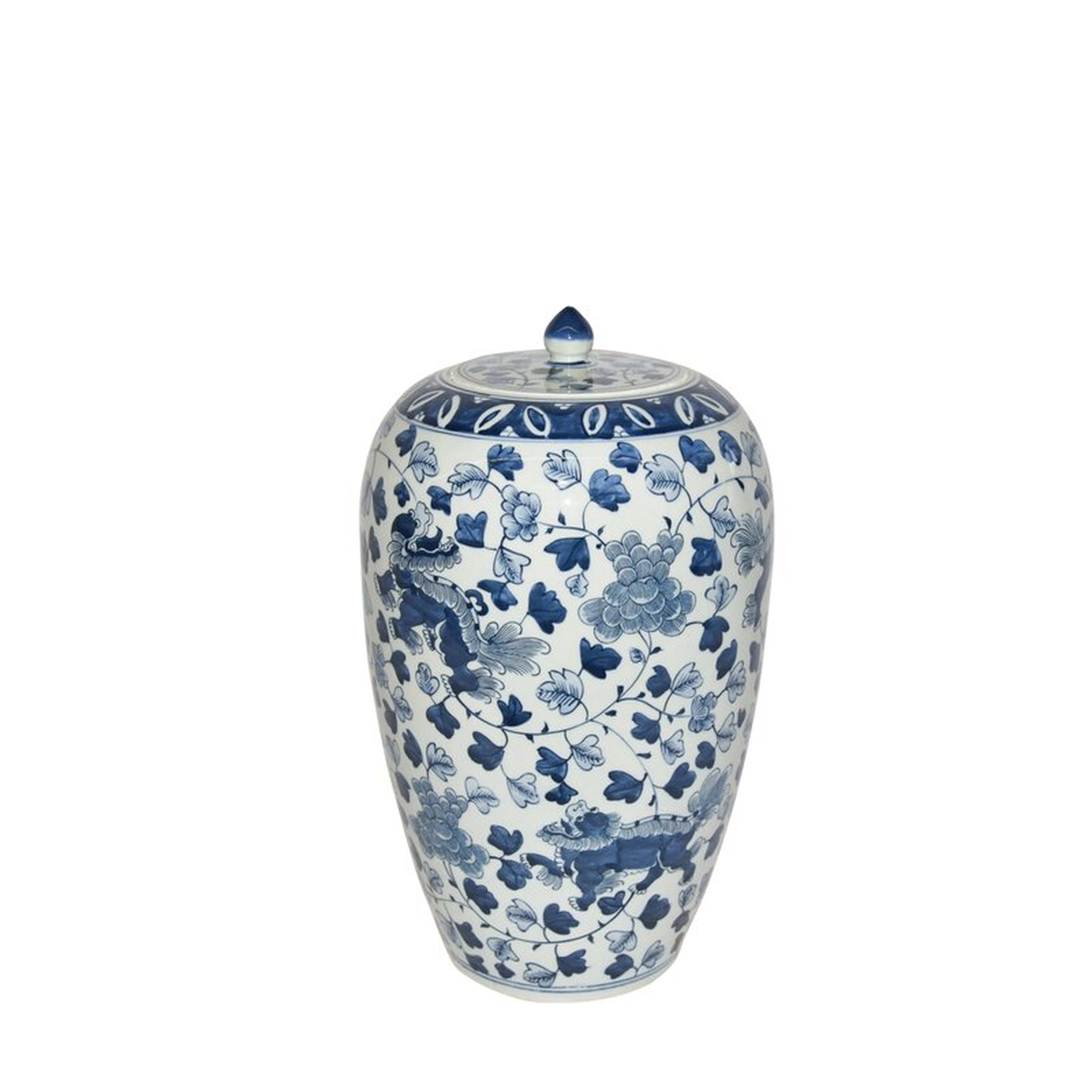 Legend of Asia Blue/White 15"" Indoor / Outdoor Porcelain Ginger Jar - Perigold