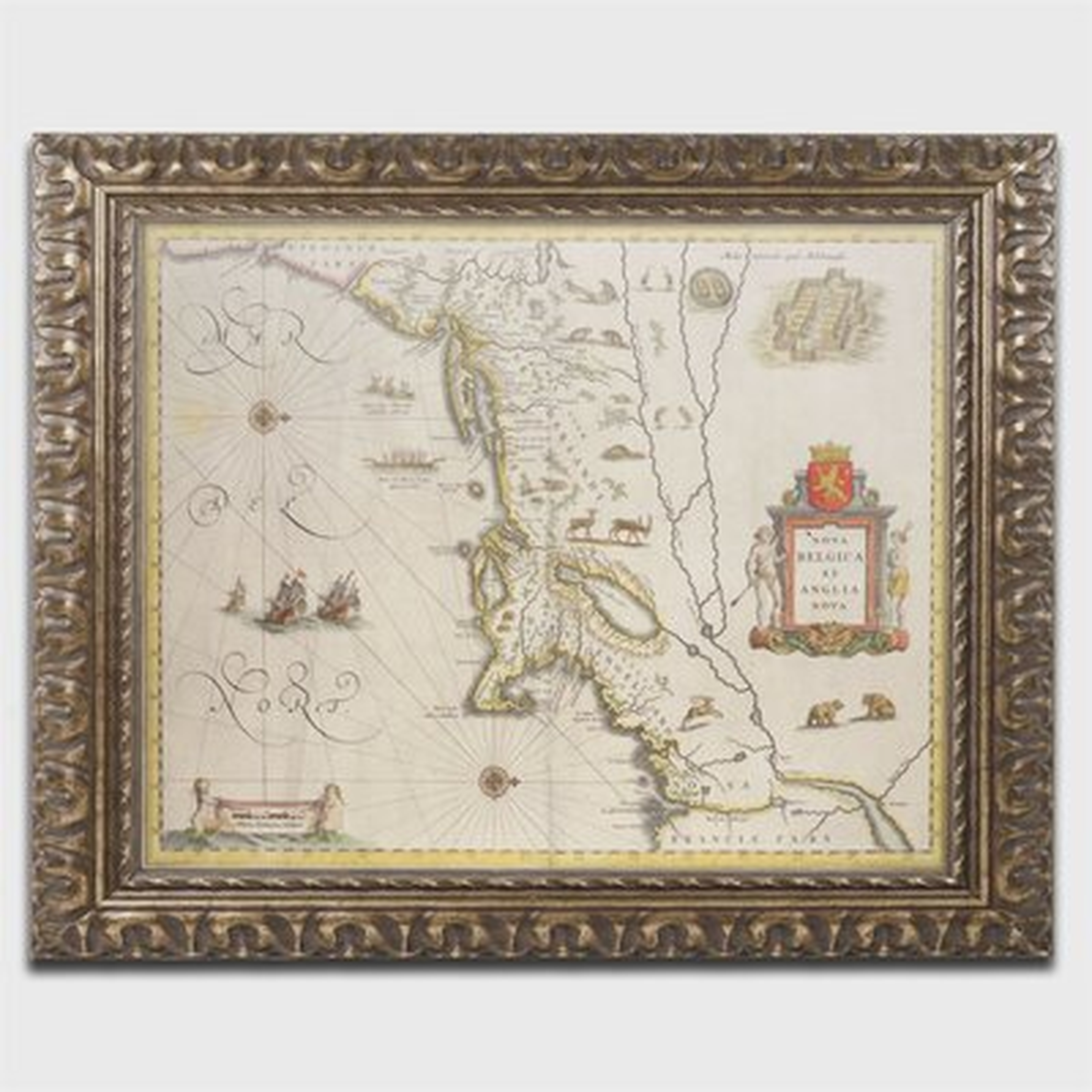 'Map of New Belgium and New England' Framed Graphic Art on Canvas - Wayfair