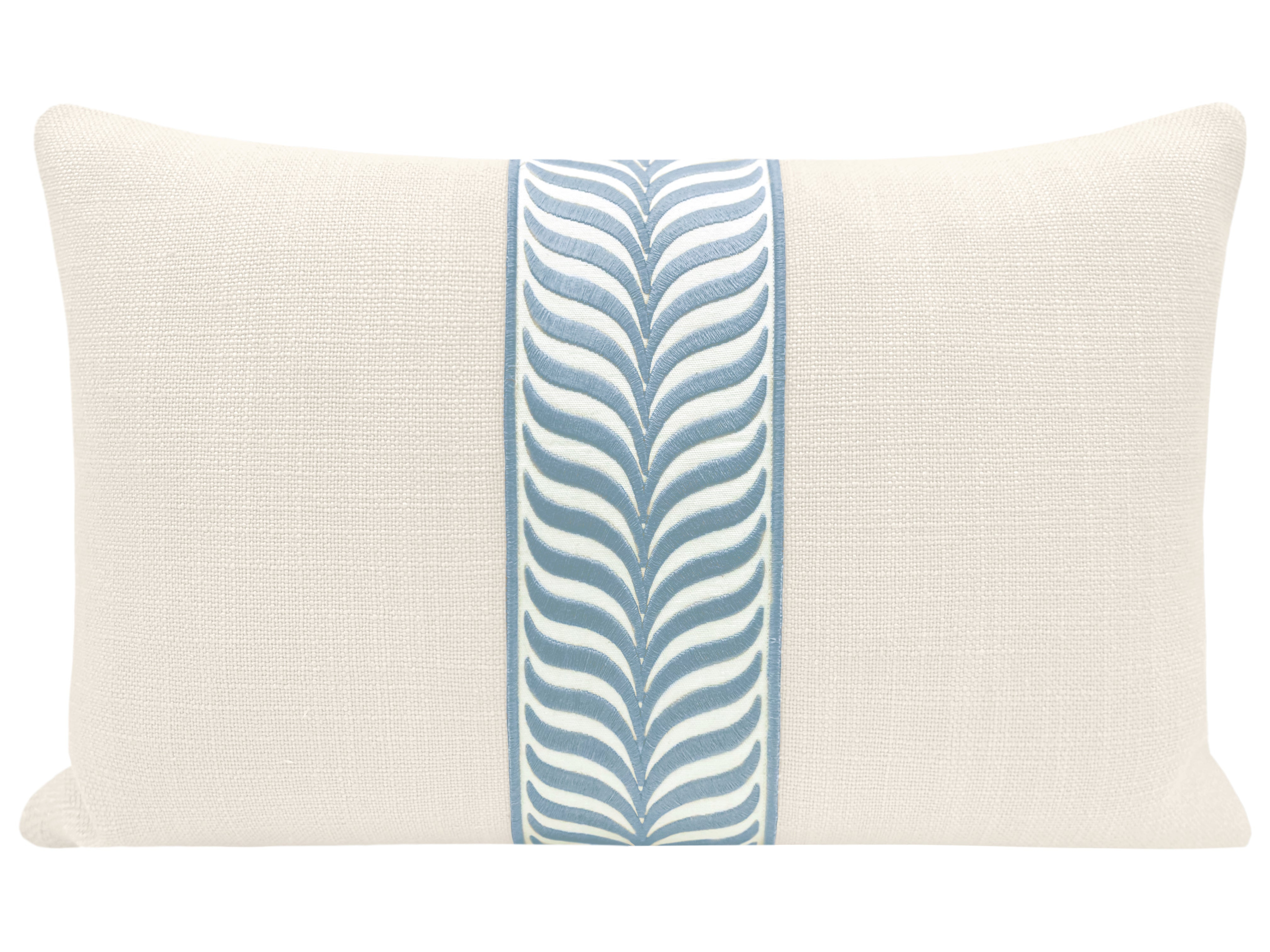 THE LITTLE LUMBAR :: SIGNATURE LINEN // BONE + TRELLIS TRIM // POWDER BLUE - LITTLE LUMBAR 12" X 18" - Little Design Company